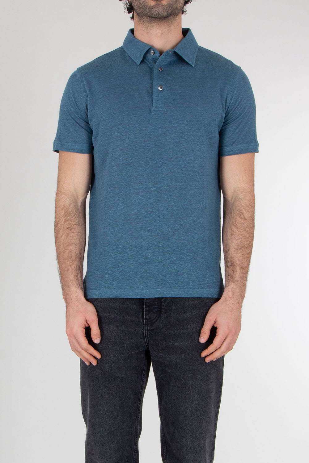 AURÉLIEN Slim Fit Linen Polo Shirt