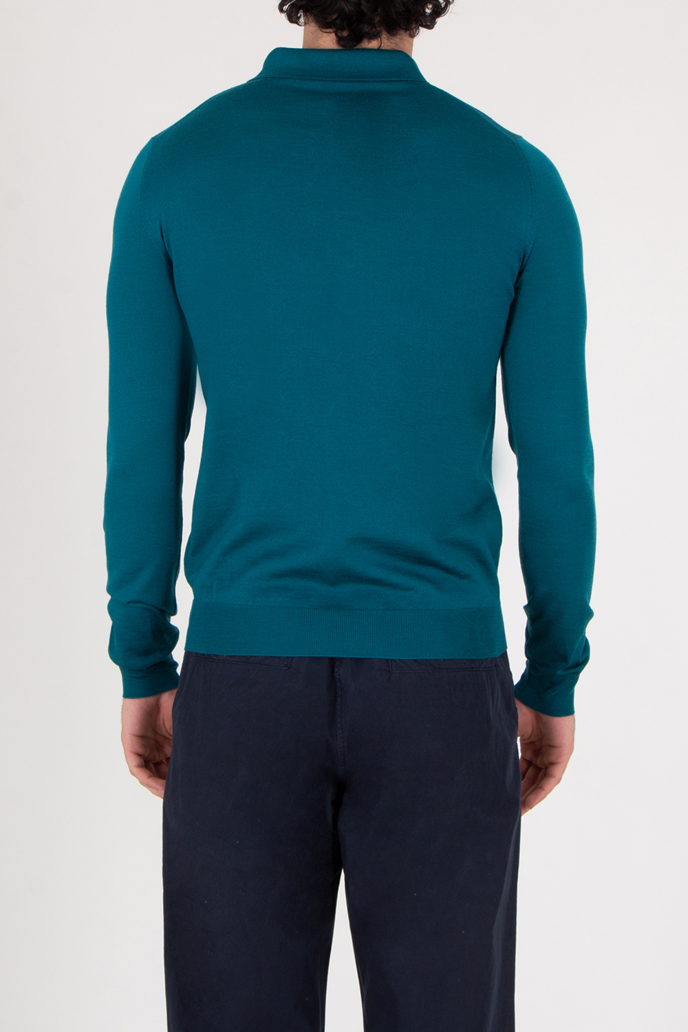 AIDA BARNI Regular Fit Knitted Wool Long Sleeve Polo Shirt