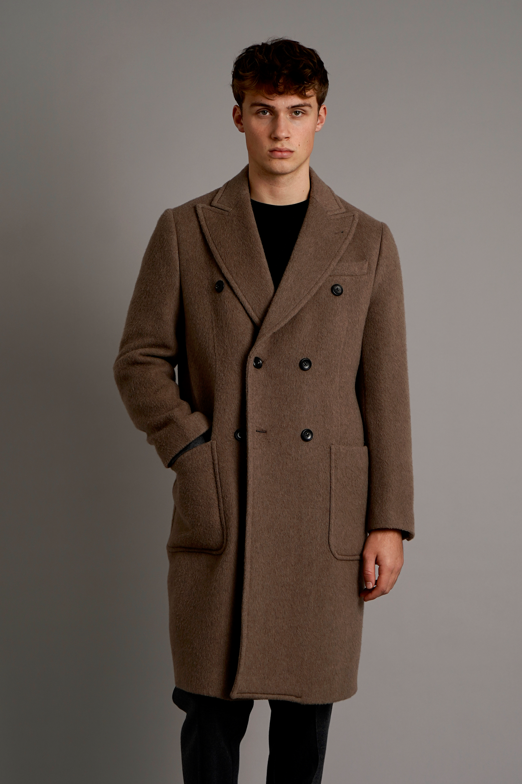 EMPORIO ARMANI Regular Fit Wool-Apaca Blend Coat