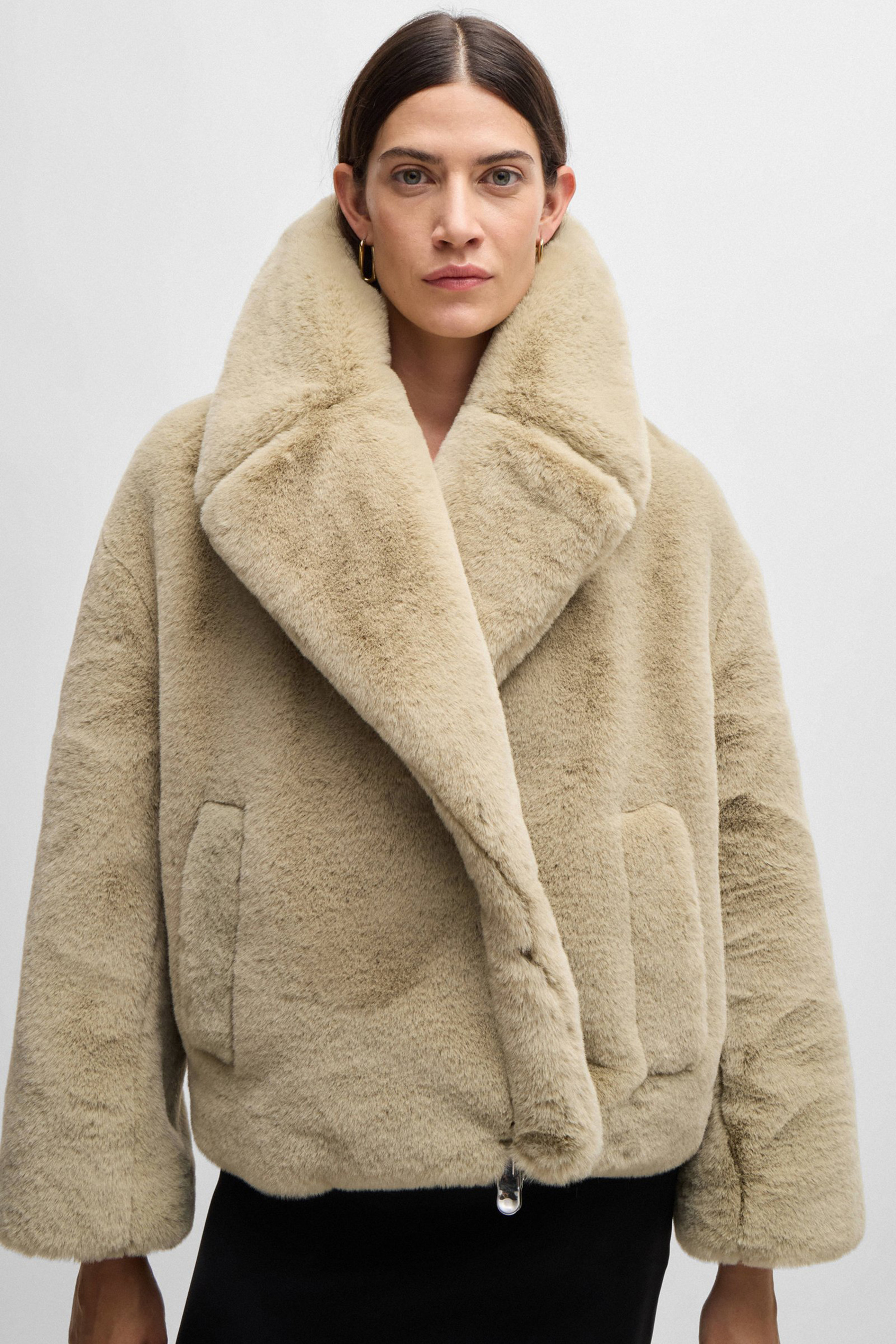 BOSS Cropped Teddy Jacket Curmeta BOSS Cropped Teddy Jacket Curmeta