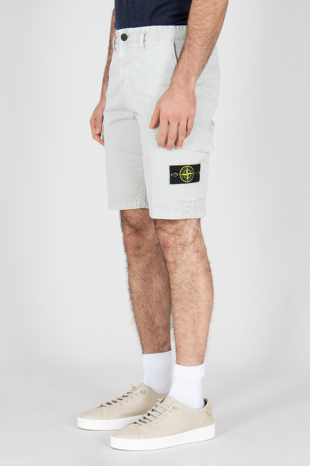 STONE ISLAND Slim Fit OLD Effect Organic Cotton Stretch Broken Twill Cargo Shorts