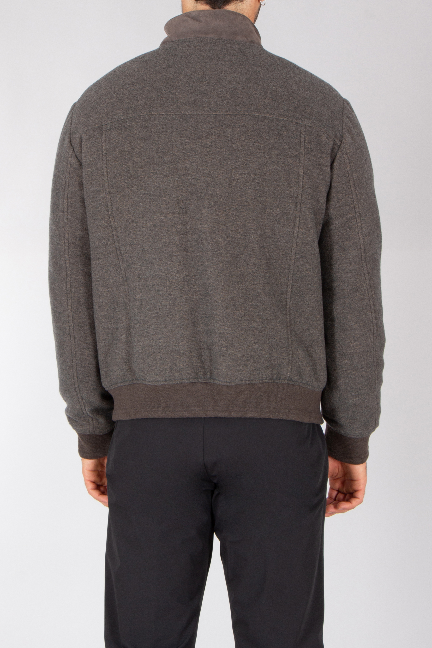 CANALI Regular Fit Lamb Suede & Wool-Cashmere Blend Bomber Jacket Strickwaren, Pullover, Sweatshirt, Mantel, Hosen