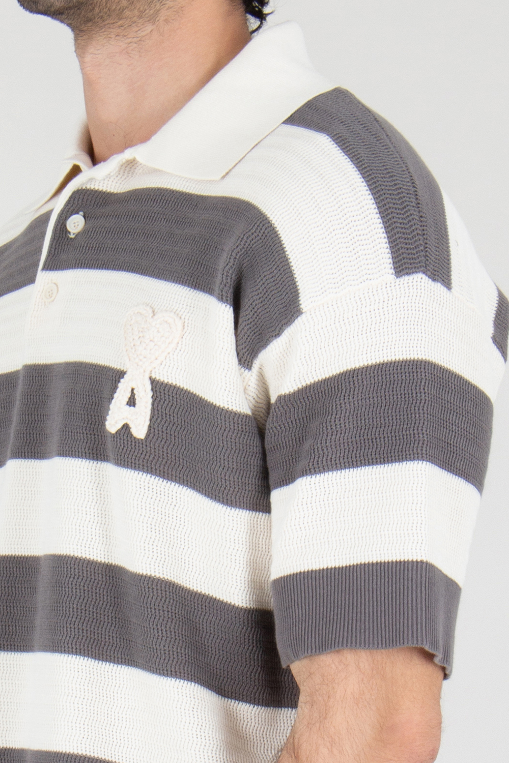 AMI PARIS Knitted Cotton Polo Shirt Ami De Coeur 