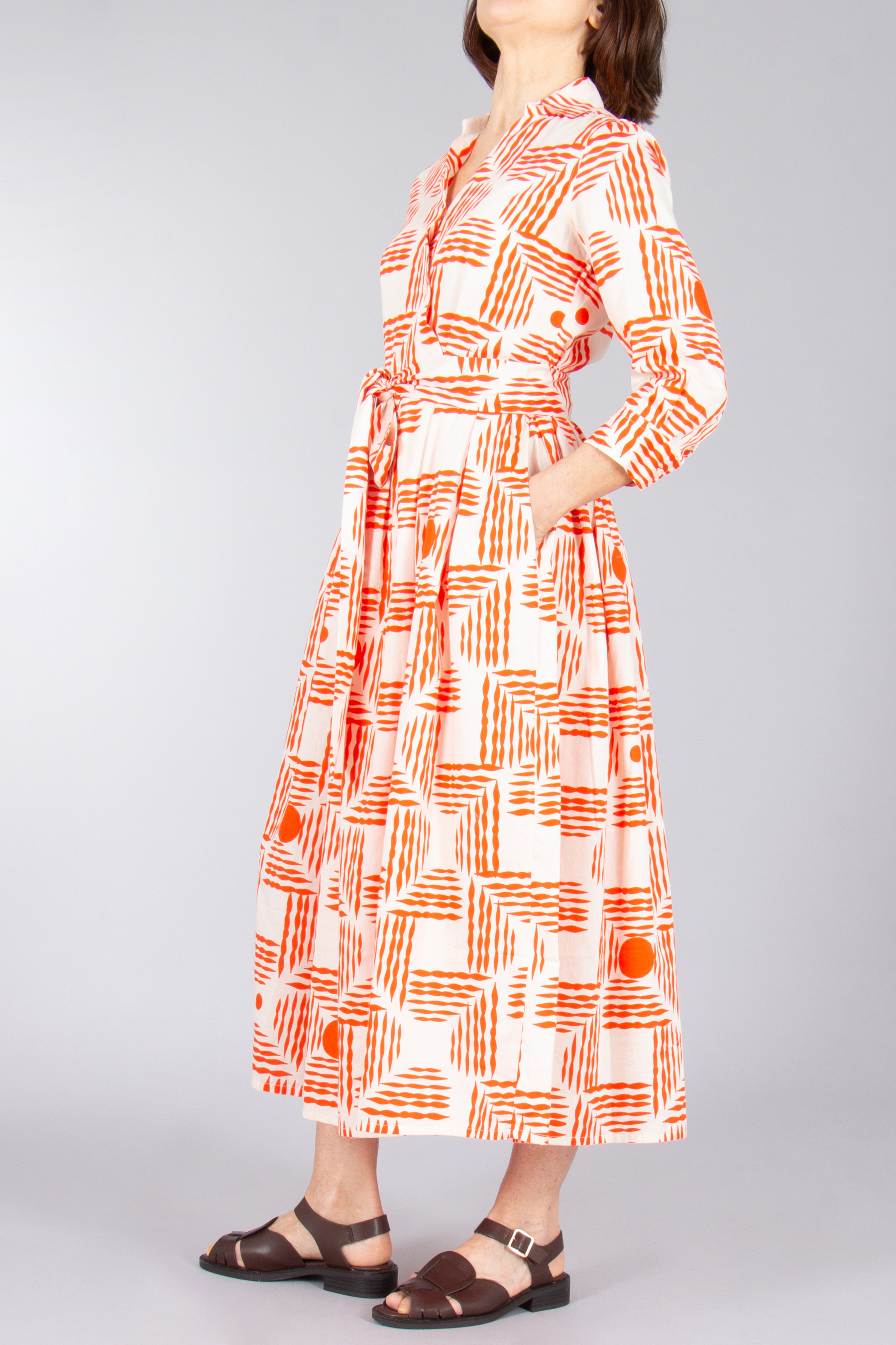 0039 ITALY Printed Cotton Wrap Dress Julene Kleid, Modisch, Erwachsener, Person, Frau