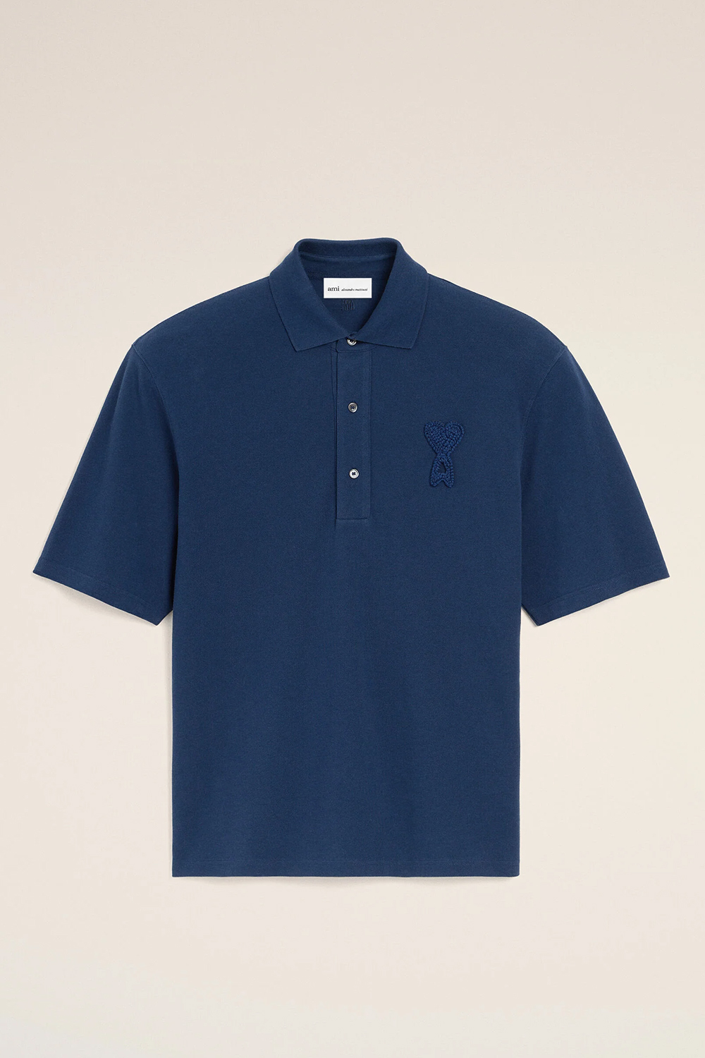AMI PARIS Straight Fit Ami de Coeur Light Cotton Piqué Polo Shirt