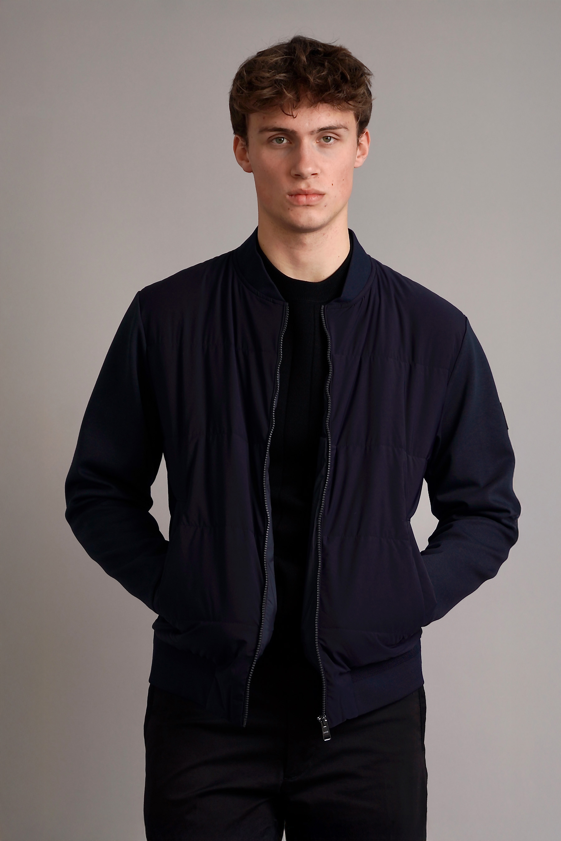 BOSS Padded Stretch Fabric & Mercerised Cotton Blend Hybrid Jacket H-Skiles