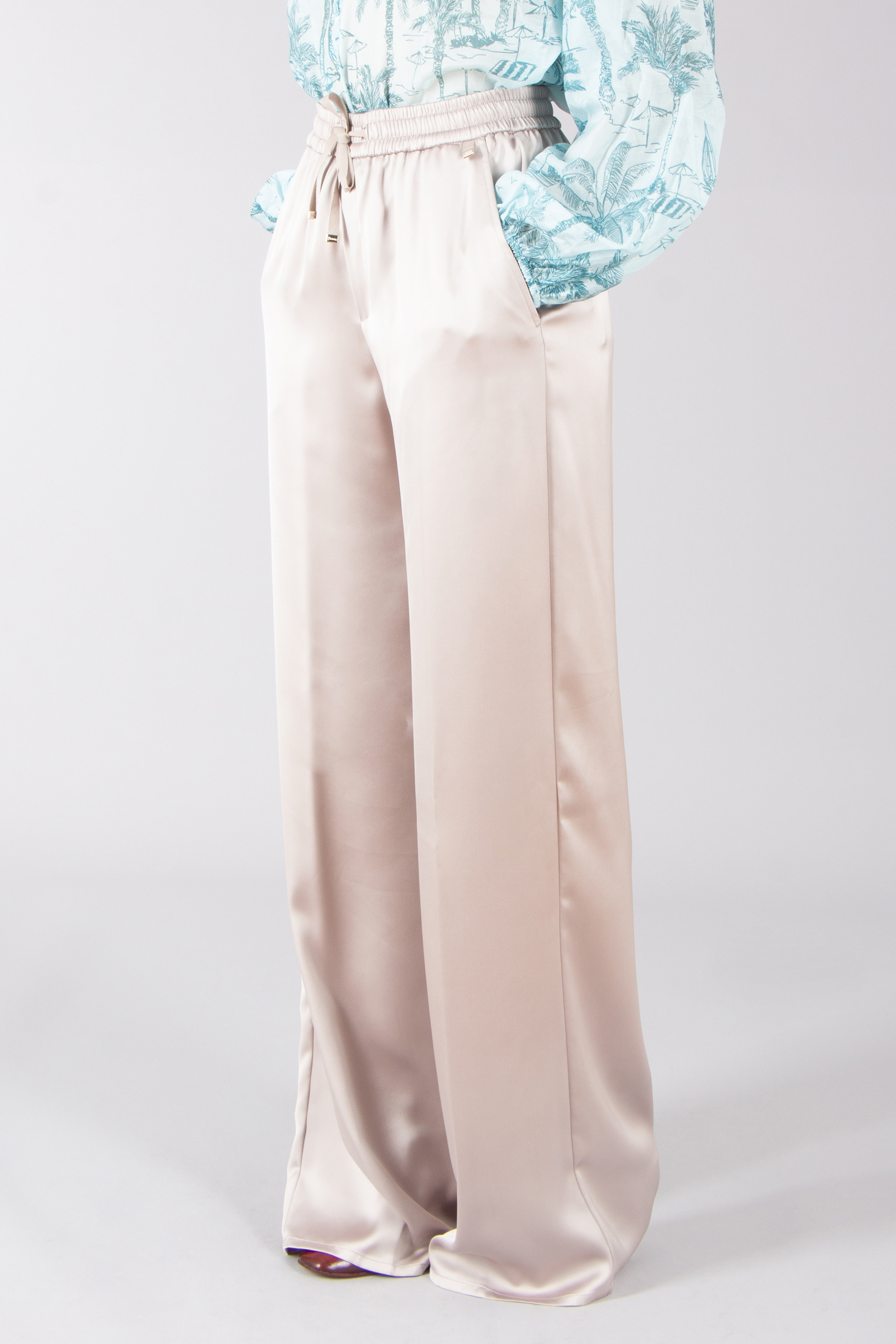 HERNO Wide Leg Satin Pants