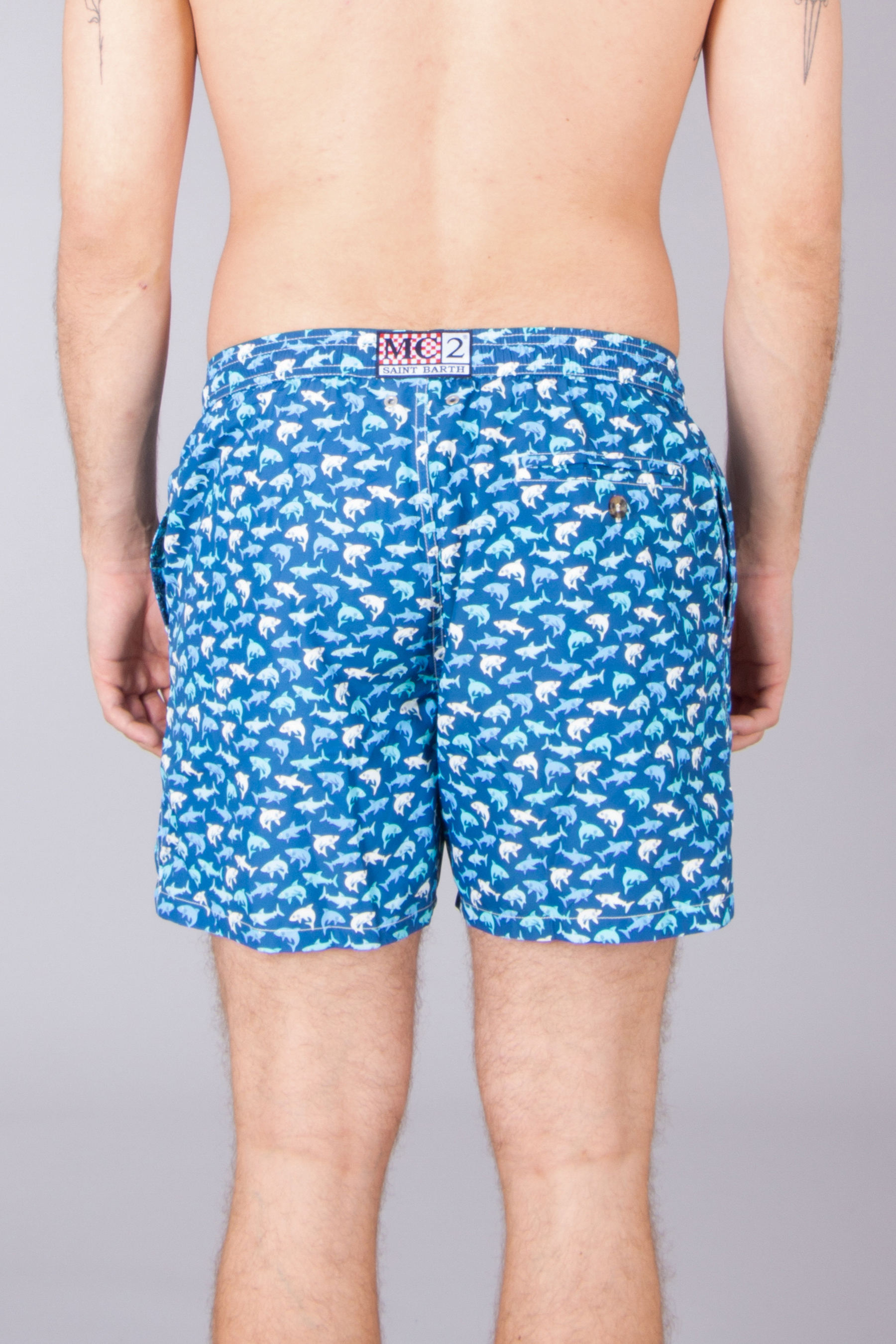 MC 2 SAINT BARTH Shark Trouble Swim Shorts Lighting Micro Fantasy Bekleidung, Kurze Hosen, Strandmode, Person, Badehose