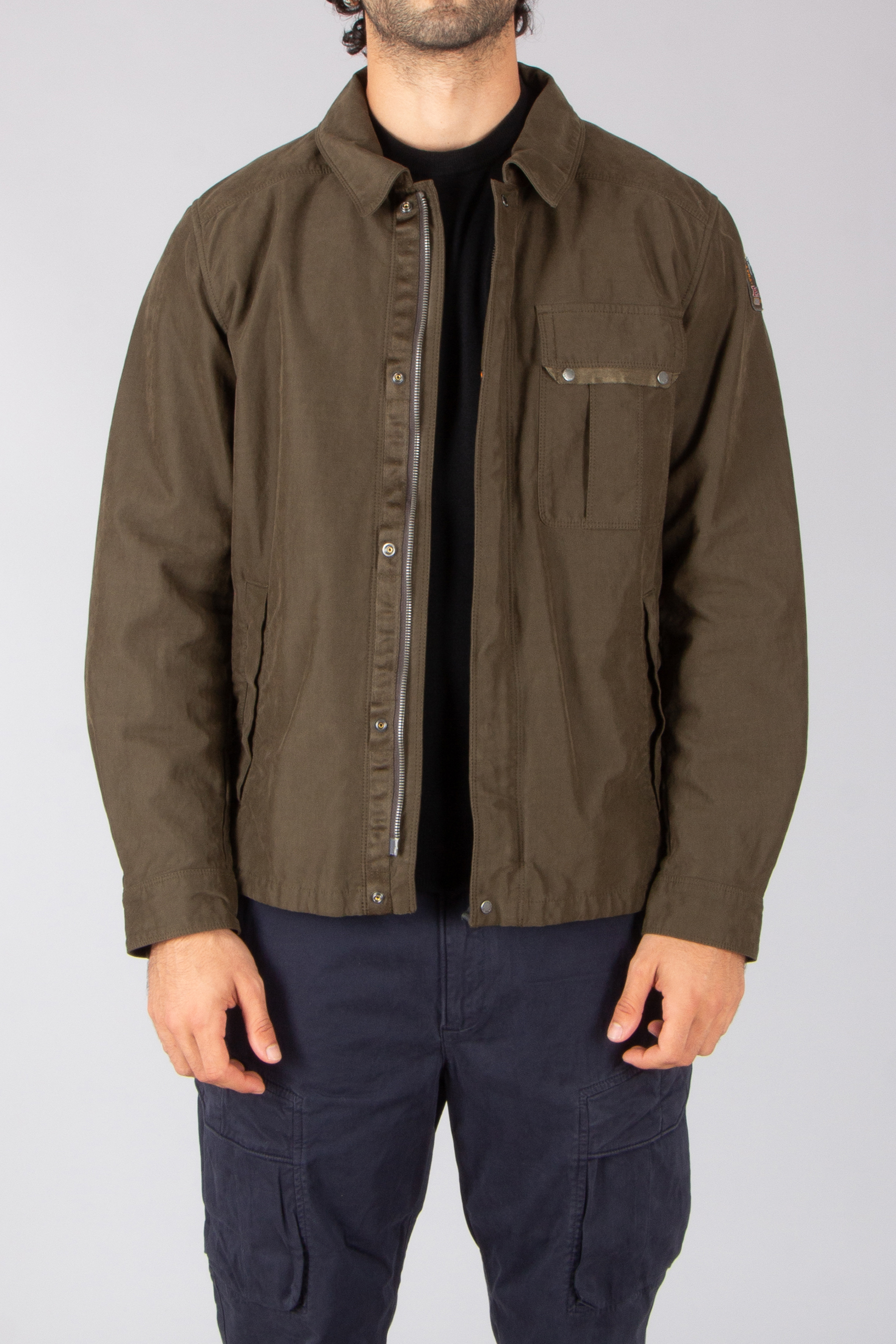 PARAJUMPERS Regular Fit Brushed Cotton Blend Moleskin Overshirt Miura Bekleidung, Mantel, Jacke, Langarm, Ärmel