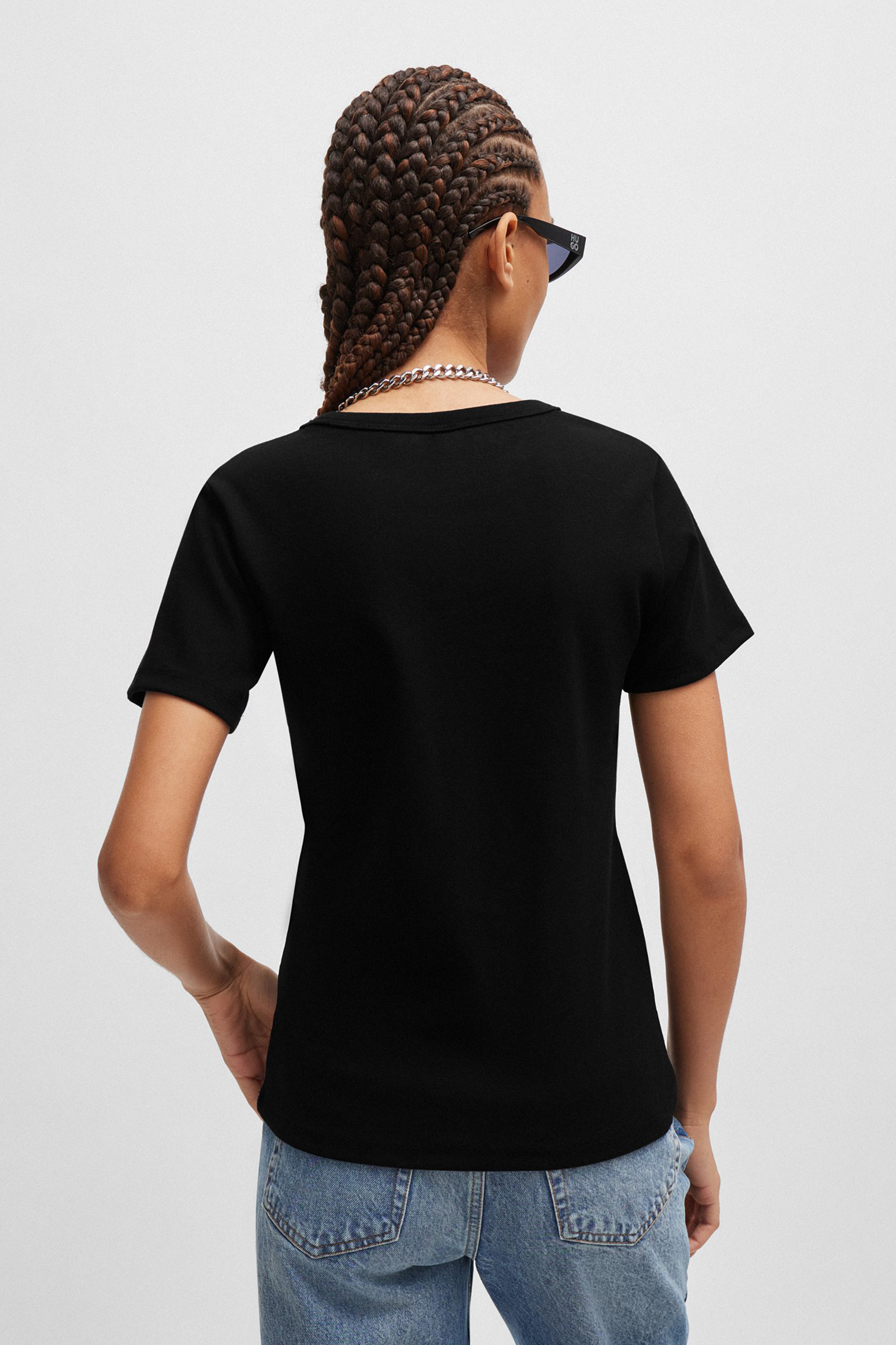 HUGO Embroidered Cotton Blend Stretch T-Shirt Deloris HUGO Embroidered Cotton Blend Stretch T-Shirt Deloris