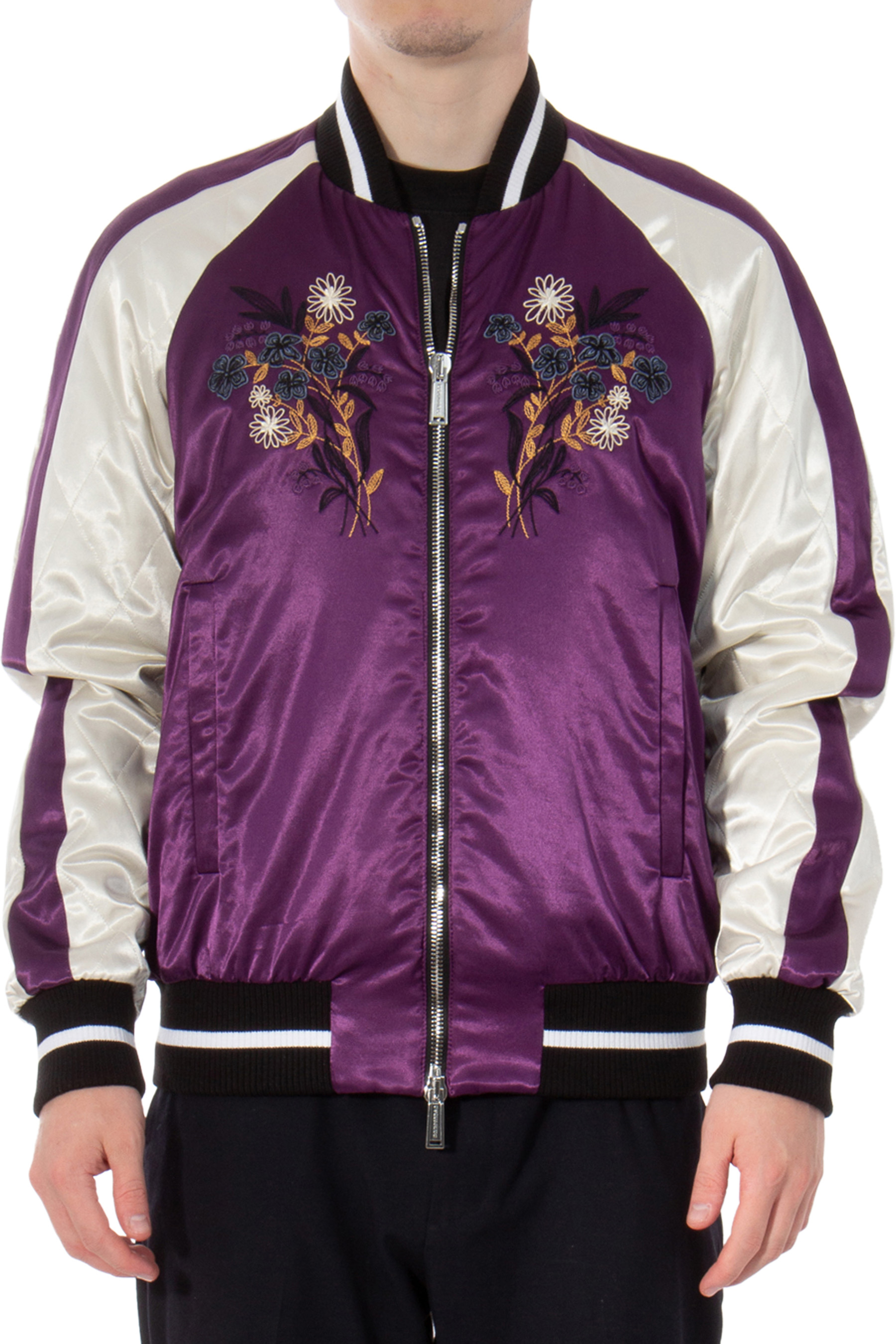 DSQUARED2 Embroidered Satin Bomber Jacket S74AM1417S78101406