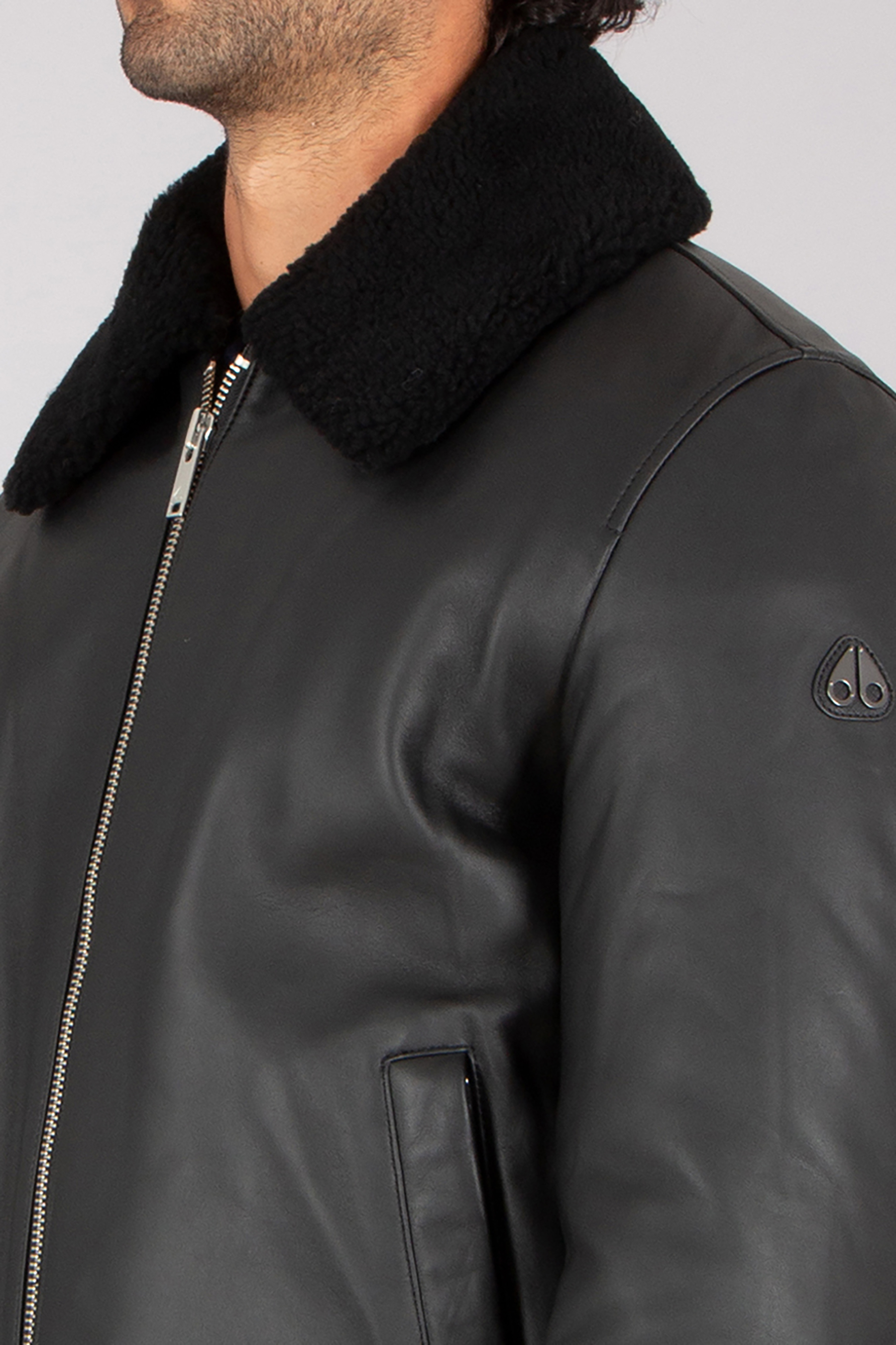MOOSE KNUCKLES Regular Fit Full Grain Lamb Leather Toba Bomber L Jacket Bekleidung, Mantel, Jacke, Jacke aus Leder
