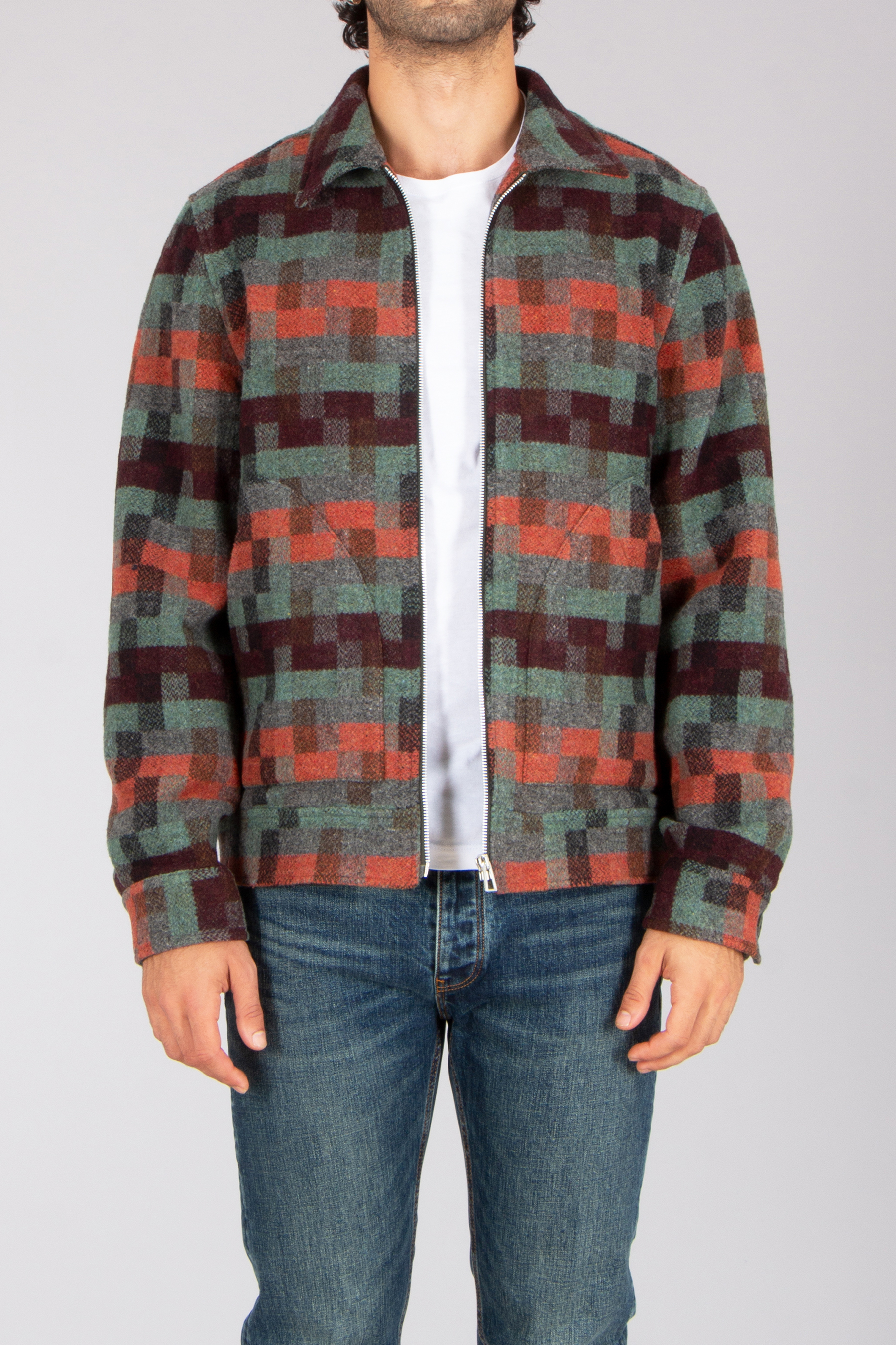 PAUL SMITH Regular Fit Jacquard Check Wool Zip Jacket Mantel, Pullover, Jacke, Hemd, Jeanshose