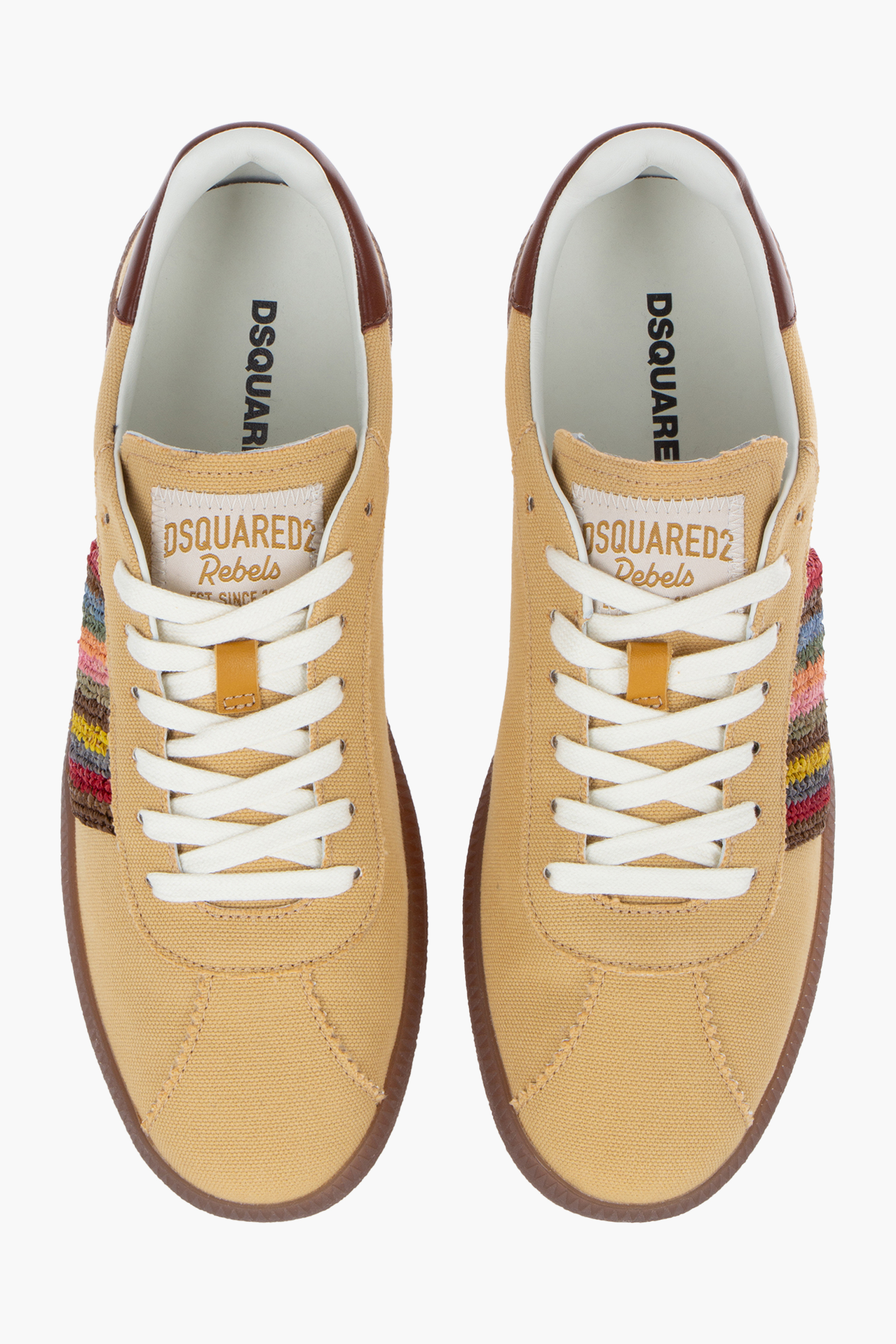 DOLCE & GABBANA Cotton Canvas Basketweave Stripe Sneakers Rebel