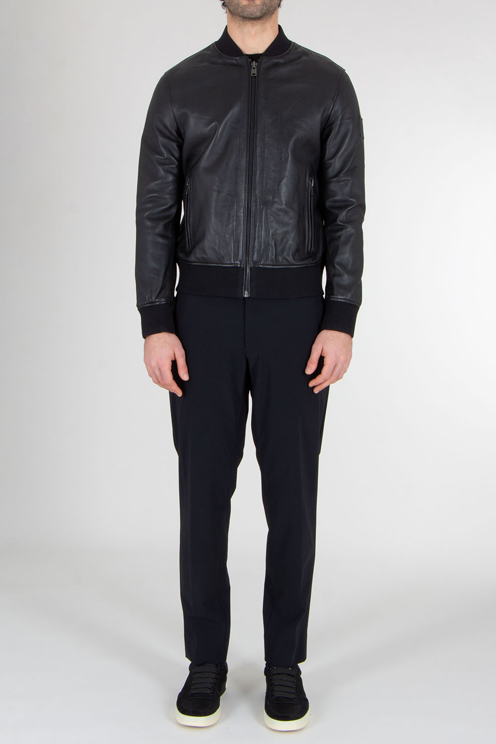 BELSTAFF Regular Fit Burnished Sheepskin Nappa Leather Bomber Jacket Landmark