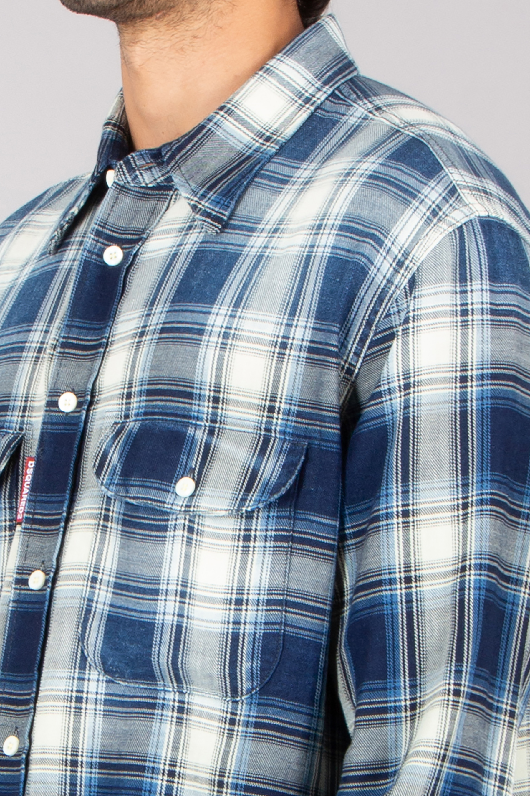 DSQUARED2 Regular Fit Checked Cotton Flannel Canadian Vintage Shirt Bekleidung, Hemd, Kleid, Hemd