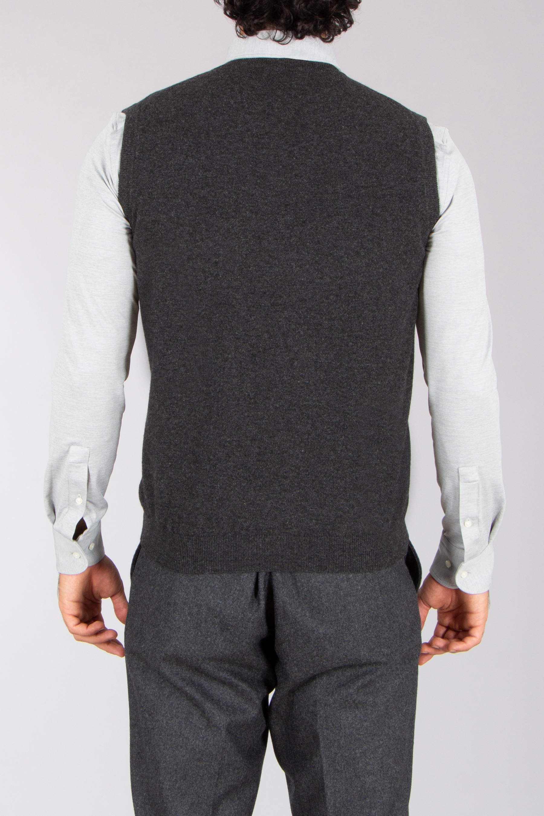 AIDA BARNI Regular Fit Cashmere V-Neck Sweater Vest | XXL