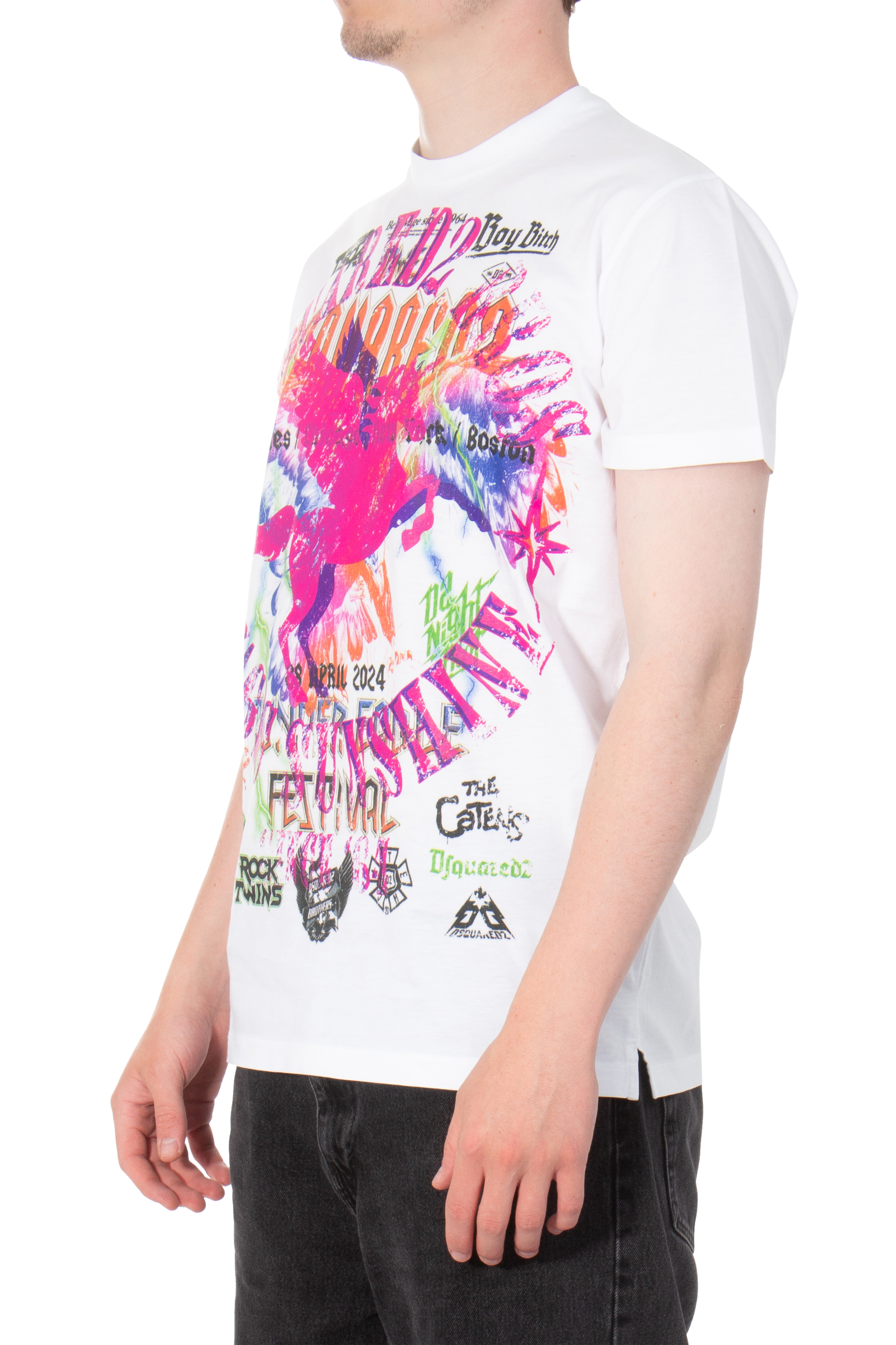 DSQUARED2 Cigarette Fit Printed Cotton T-Shirt