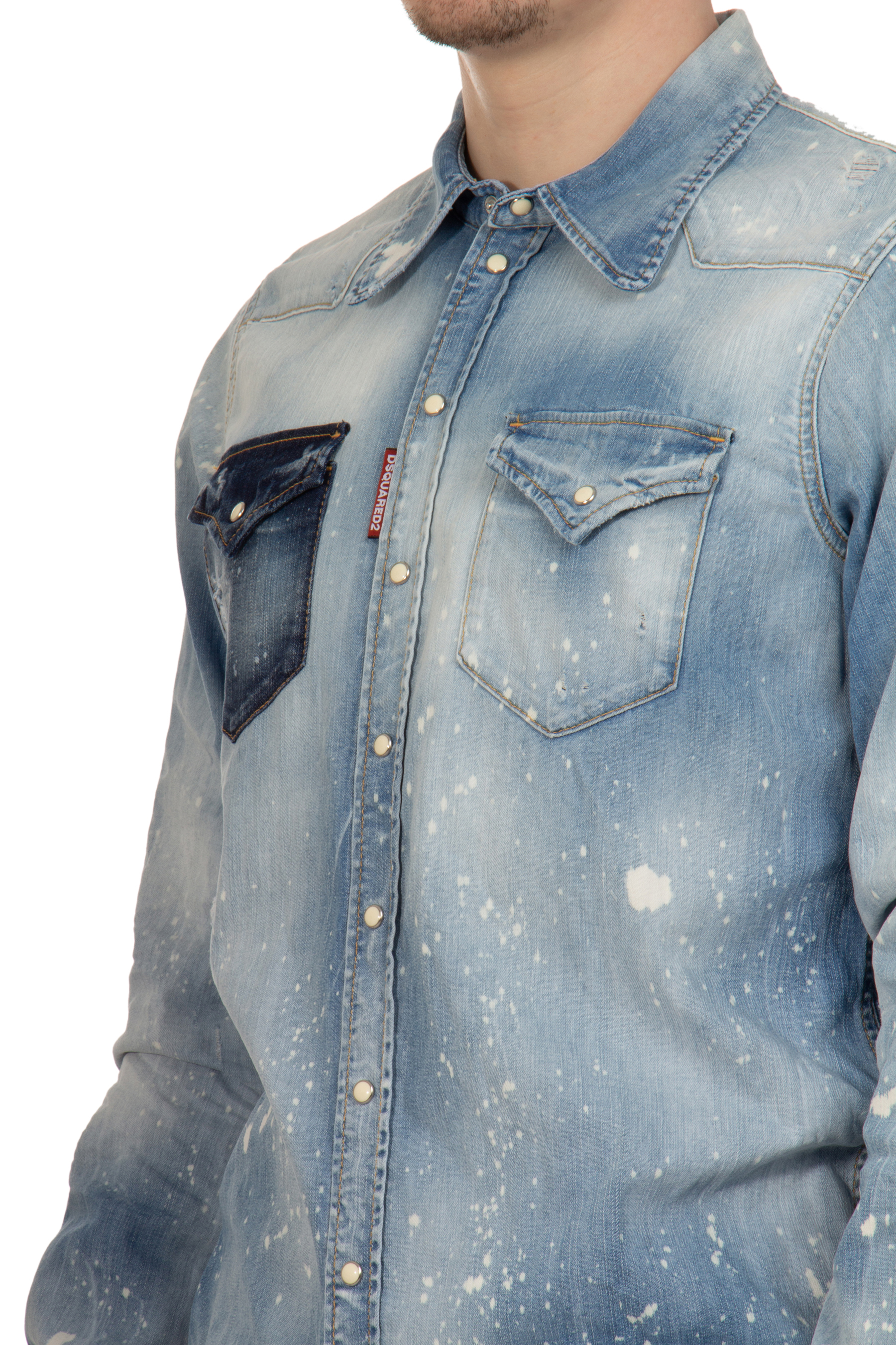 DSQUARED2 Cotton Stretch Denim Bob Shirt DSQUARED2 Cotton Stretch Denim Bob Shirt
