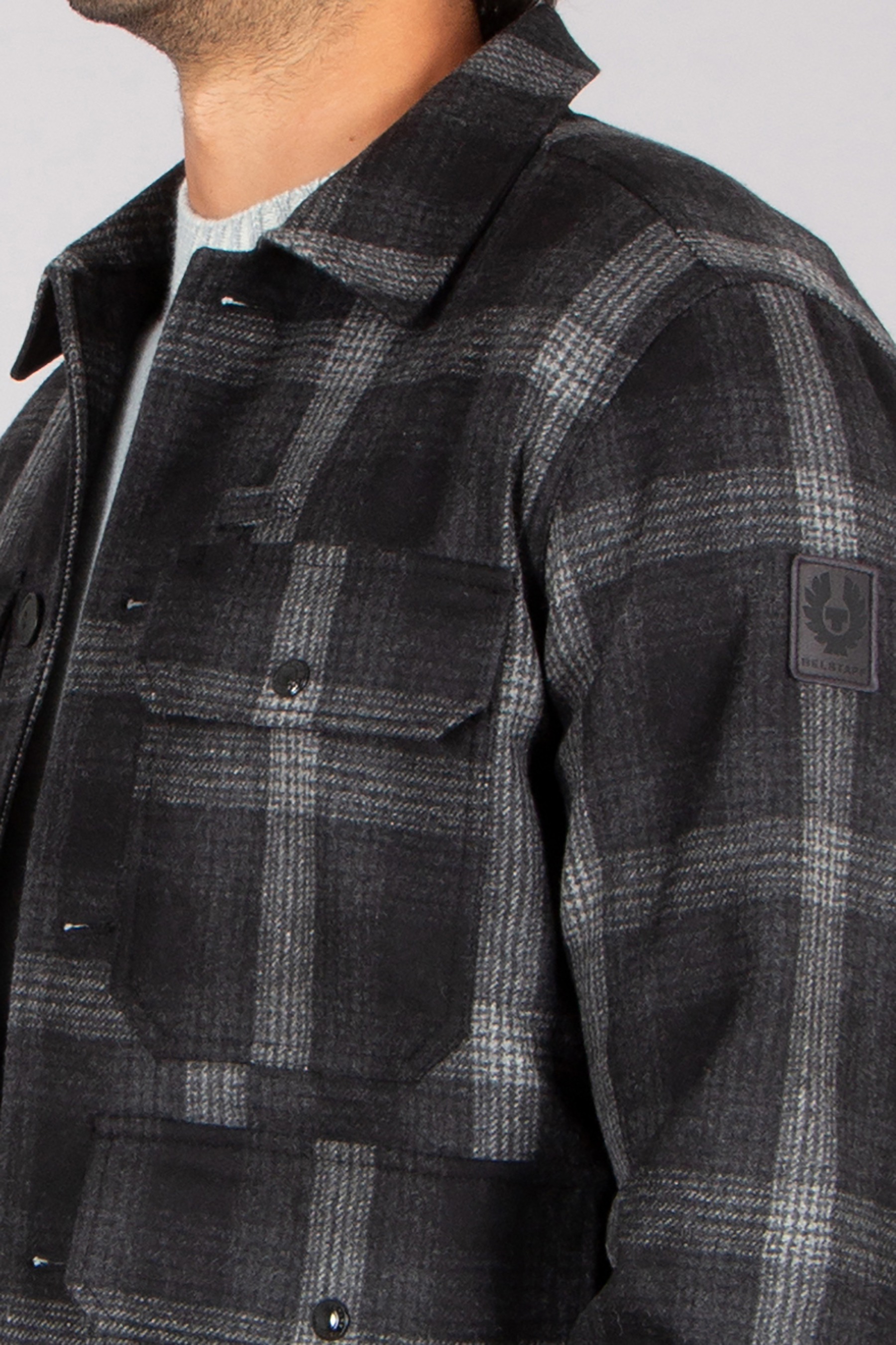 BELSTAFF Regular Fit Checked Wool Blend Overshirt Forge Bekleidung, Hemd, Mantel, Jacke, Hosen