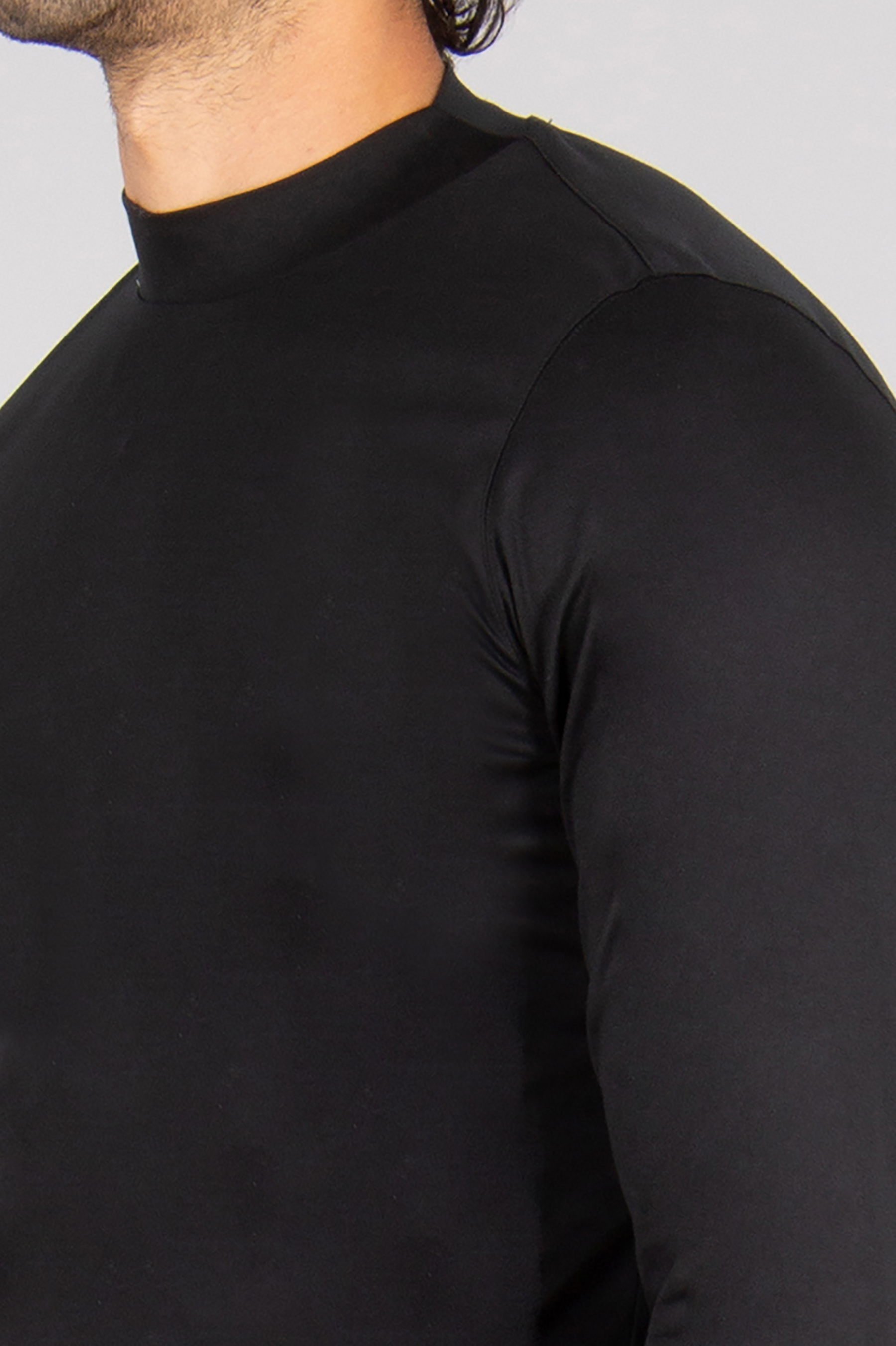 VAN LAACK Slim Fit Slim Fit Swiss Cotton Jersey Mock Neck Long-Sleeve T-Shirt Pamos Langarm, Ärmel, Erwachsener, Mann, Person