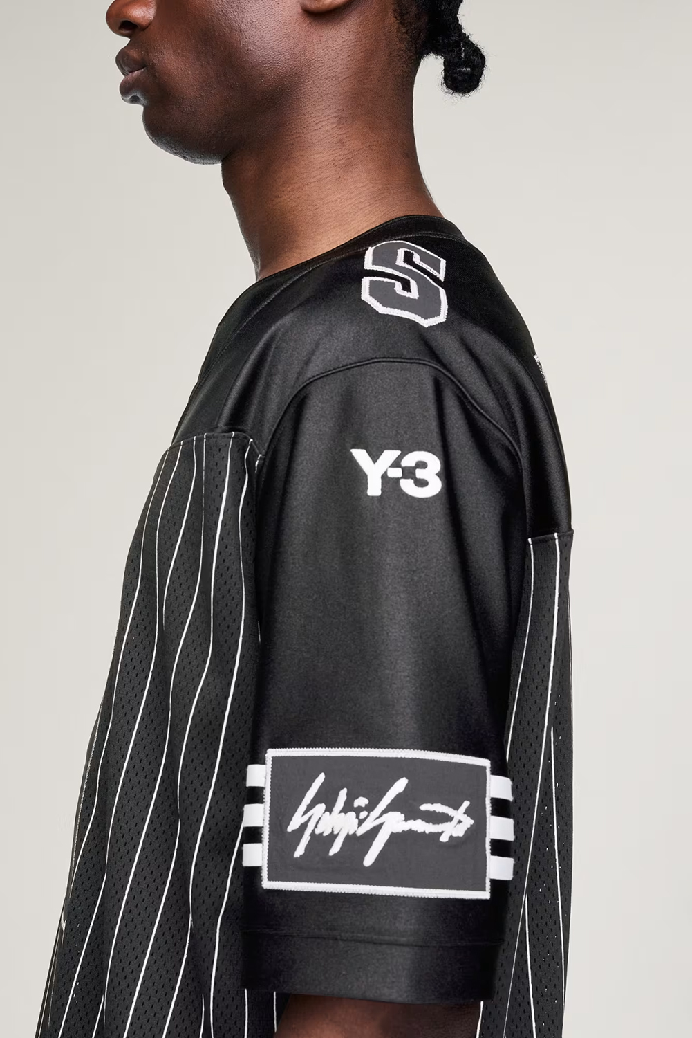 Y-3 Loose Fit Pinstripe Mesh Elite 5 American Football T-Shirt