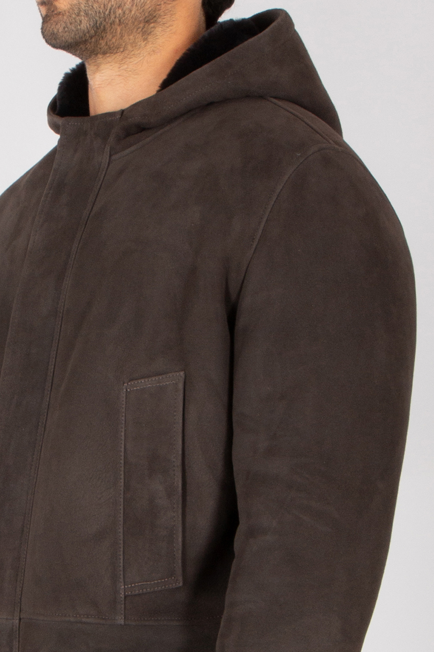ARMA Regular Fit Shearling Suede Coat Mias Bekleidung, Mantel, Fleece, Jacke