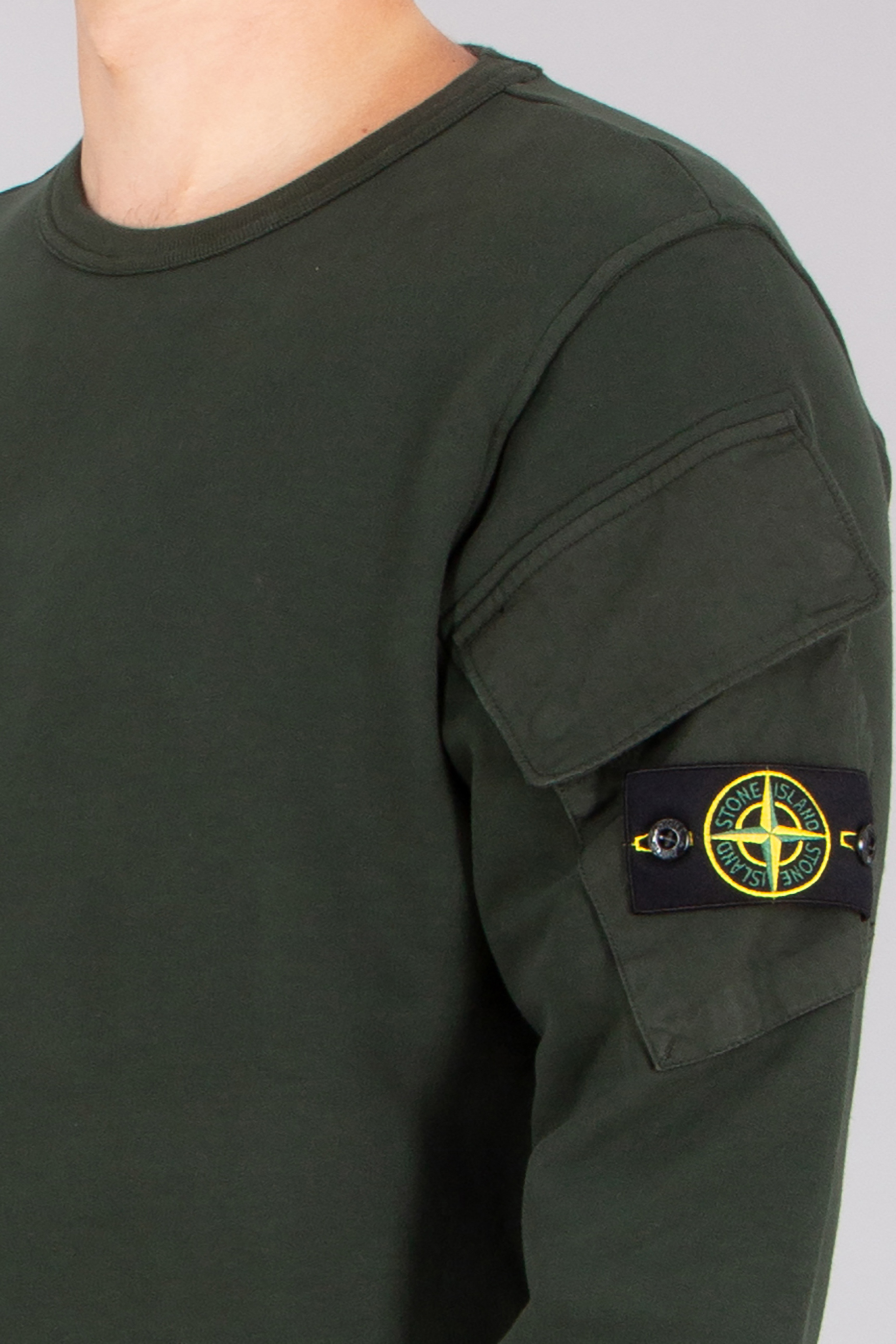 STONE ISLAND Regular Fit Brushed Organic Cotton Fleece Sweatshirt Bekleidung, Langarm, Ärmel, Person, Logo