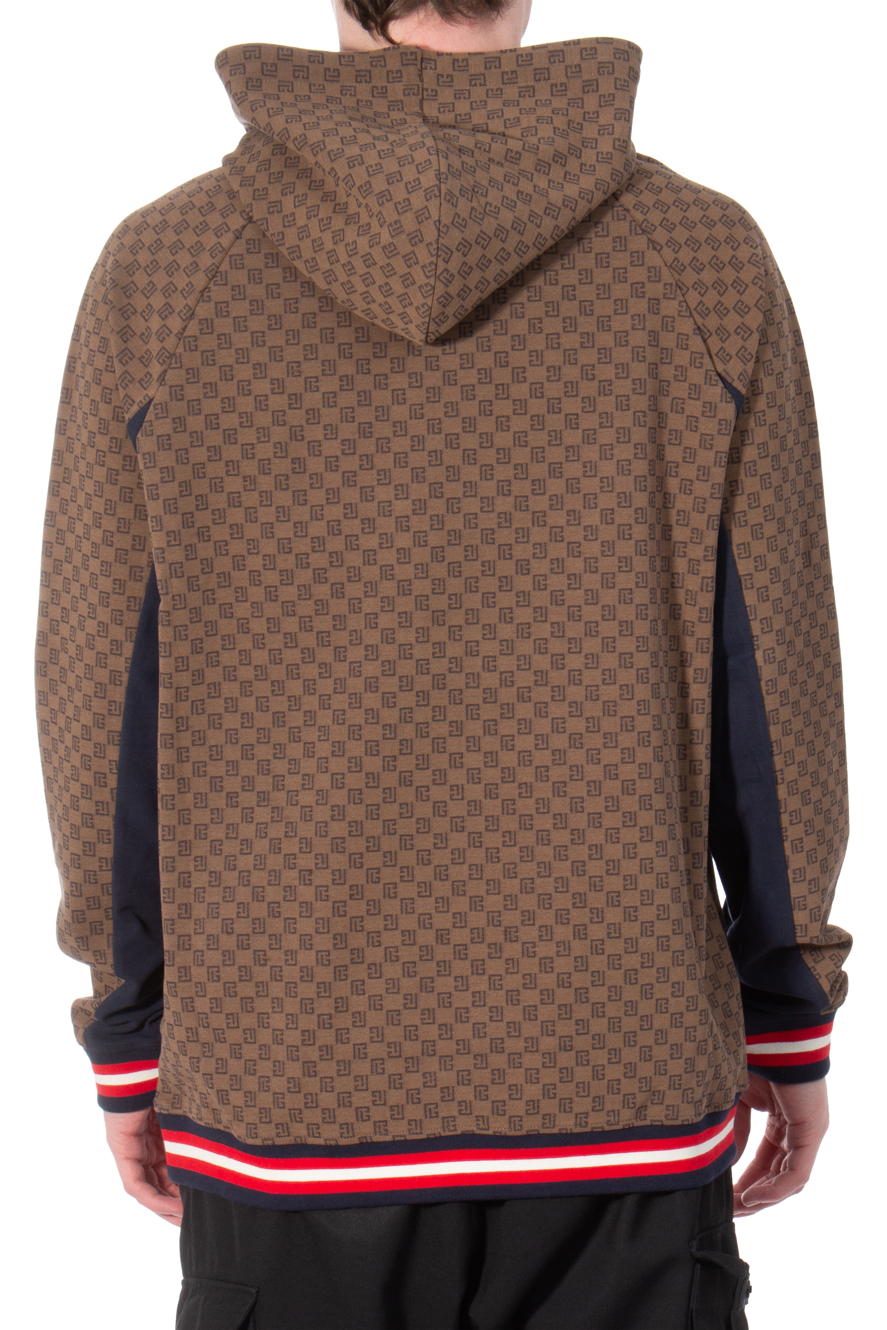 BALMAIN Printed Organic Cotton Jaquard Hoodie BALMAIN Printed Organic Cotton Jaquard Hoodie