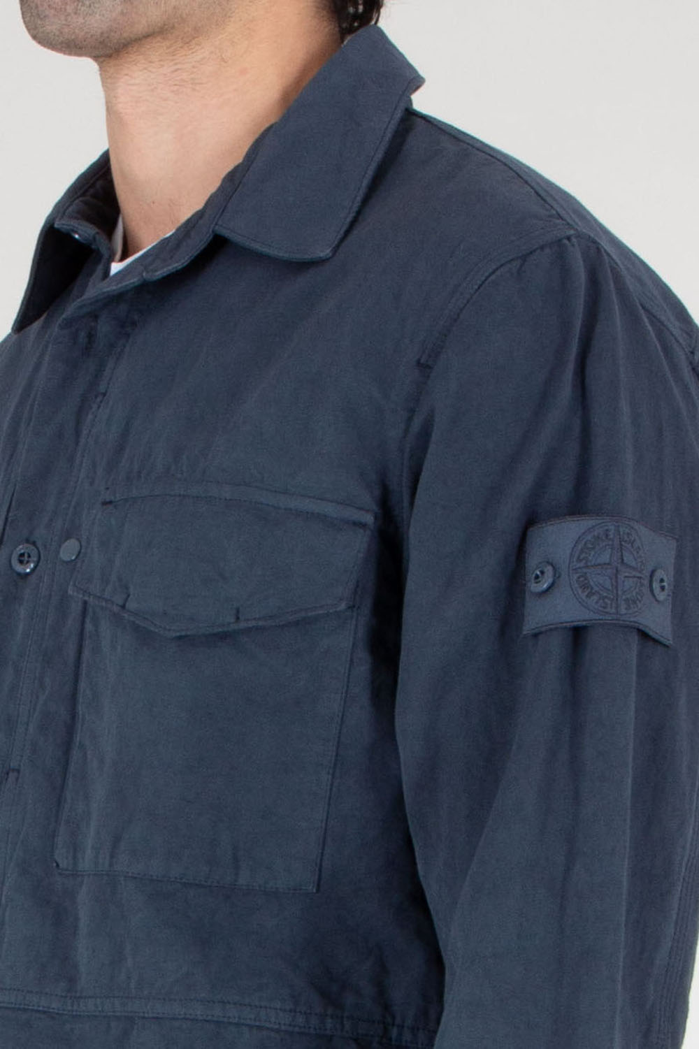 STONE ISLAND Regular Fit Cotton Linen Overshirt Ghost