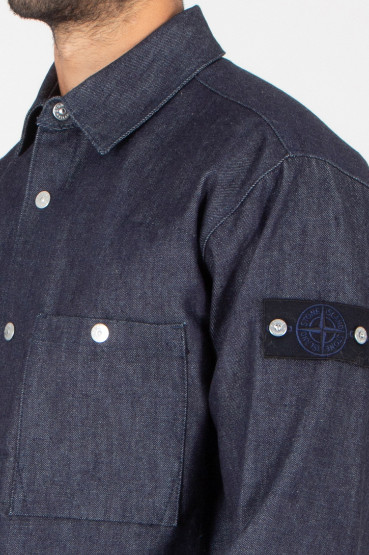 STONE ISLAND Comfort Fit Rinsed Organic Cotton Denim Overshirt Hosen, Hemd, Jeanshose, Jacke, Langarm