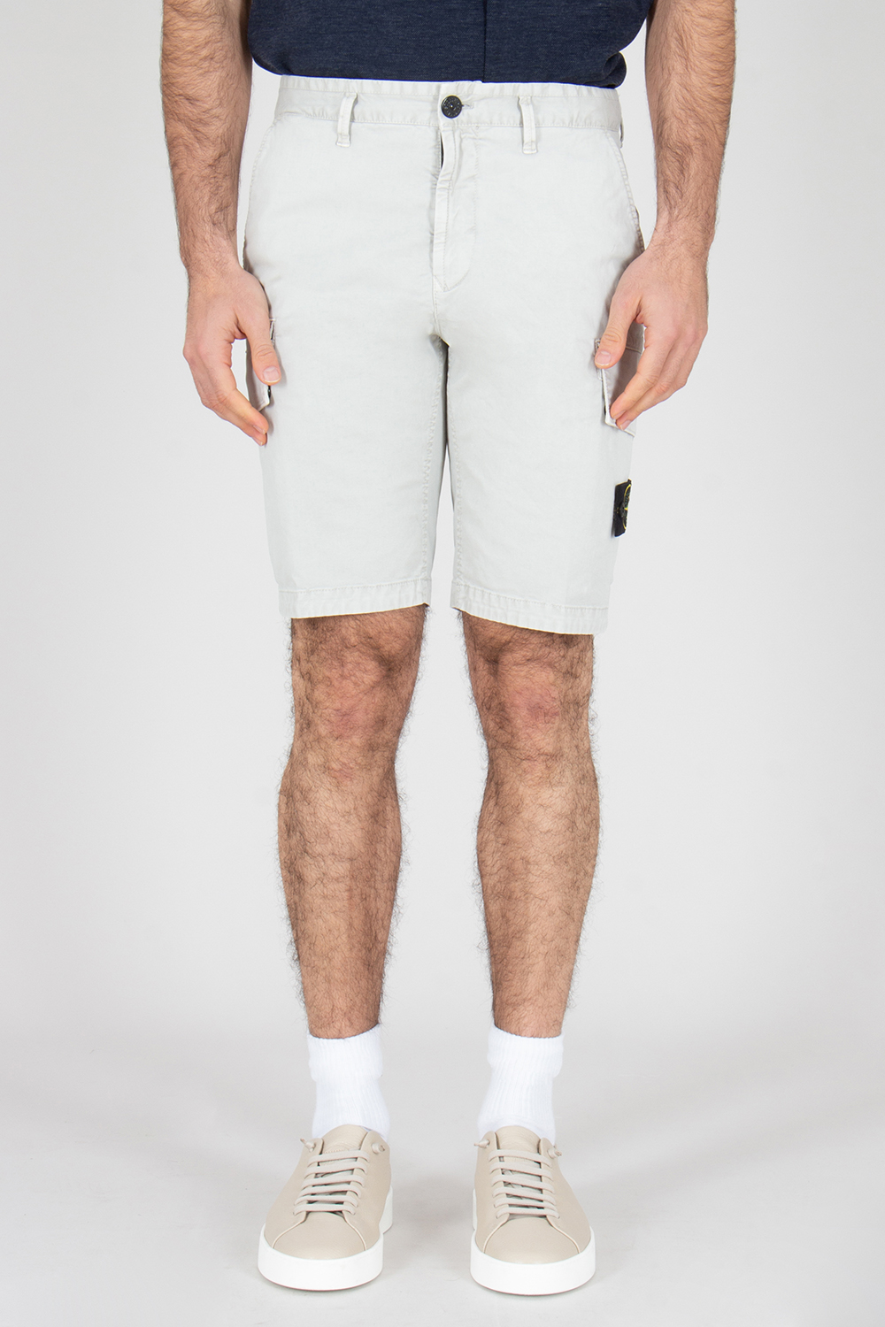 STONE ISLAND Slim Fit OLD Effect Organic Cotton Stretch Broken Twill Cargo Shorts