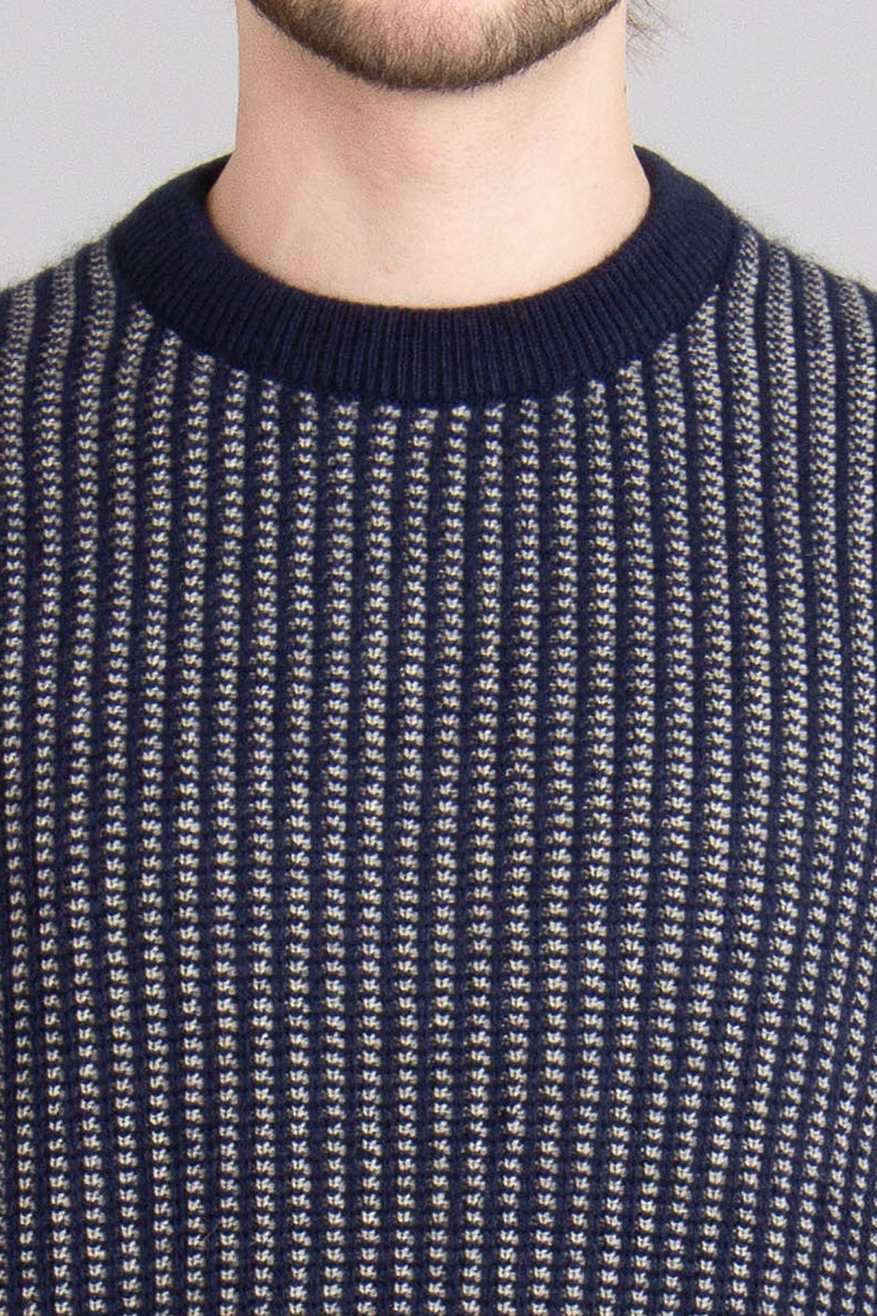 ZEGNA Jacquard Pattern Cashmere-Mohair-Silk Blend Sweater