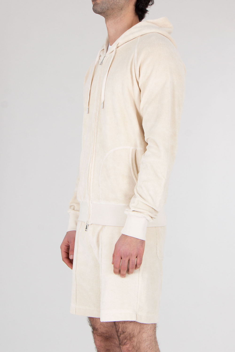 AURÉLIEN Cotton Blend Terry Zip Hoodie 