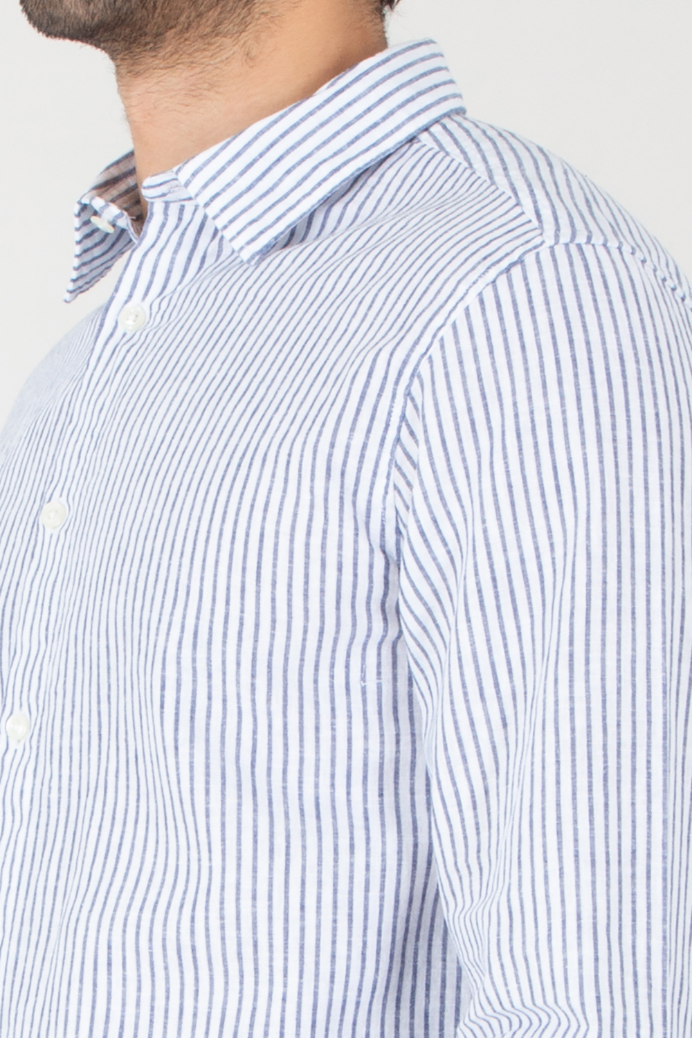 WOOLRICH Regular Fit Striped Linen-Cotton Blend Shirt
