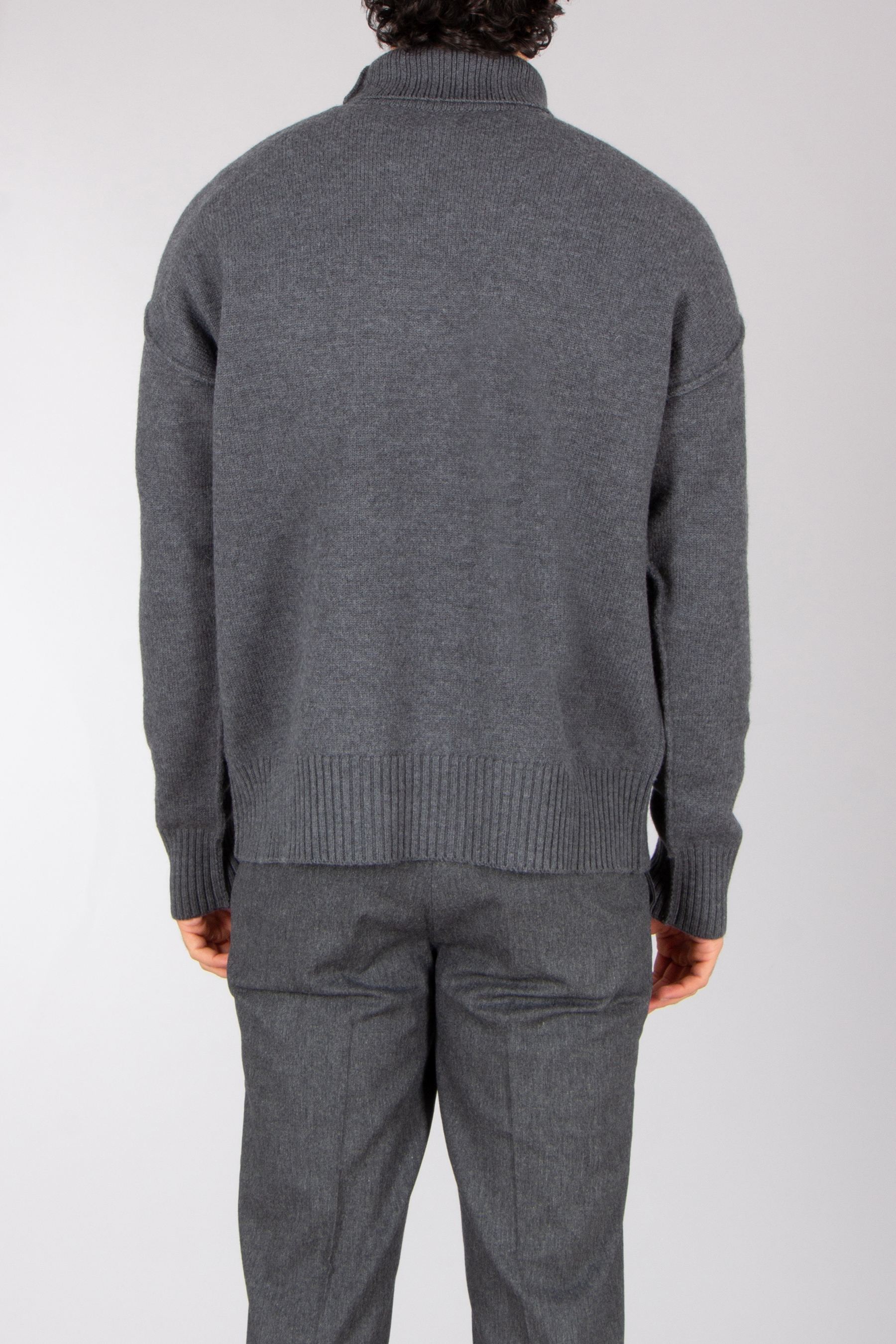 AMI PARIS Relaxed Fit Ami De Coeur Virgin Wool Funnel Neck Sweater Bekleidung, Strickwaren, Pullover