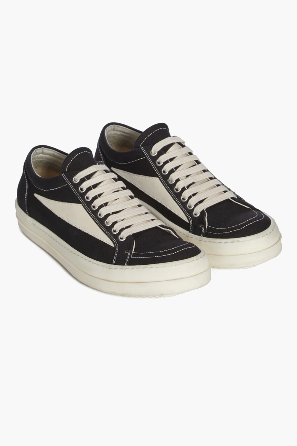 RICK OWENS DRKSHDW Overdyed Denim & Suede Vintage Low Sneakers