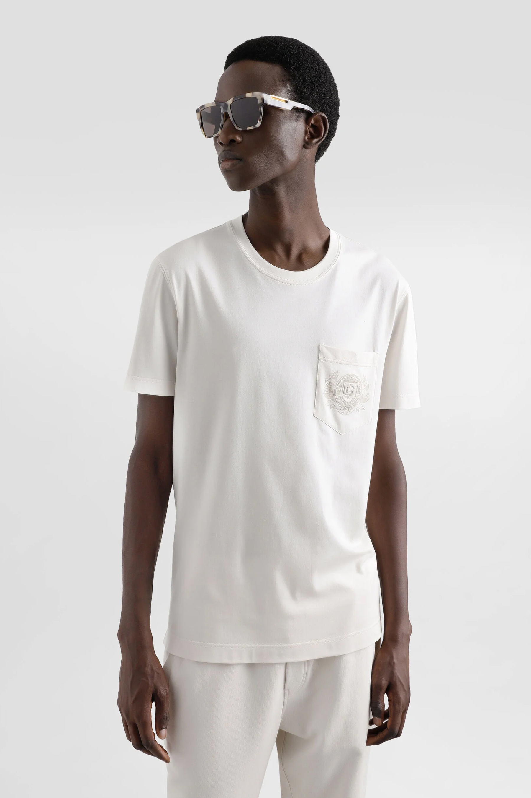 DOLCE & GABBANA Classic Fit Embroidered Cotton Jersey T-Shirt