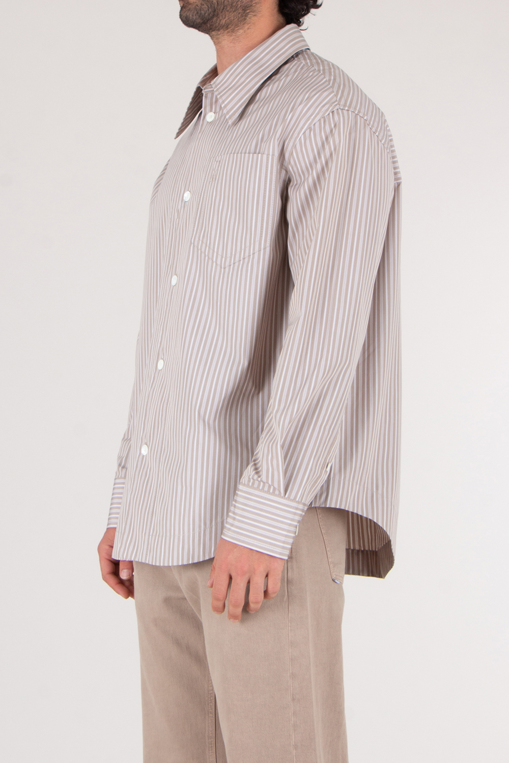 AMI PARIS Loose Fit Ami De Coeur Striped Cotton Poplin Shirt