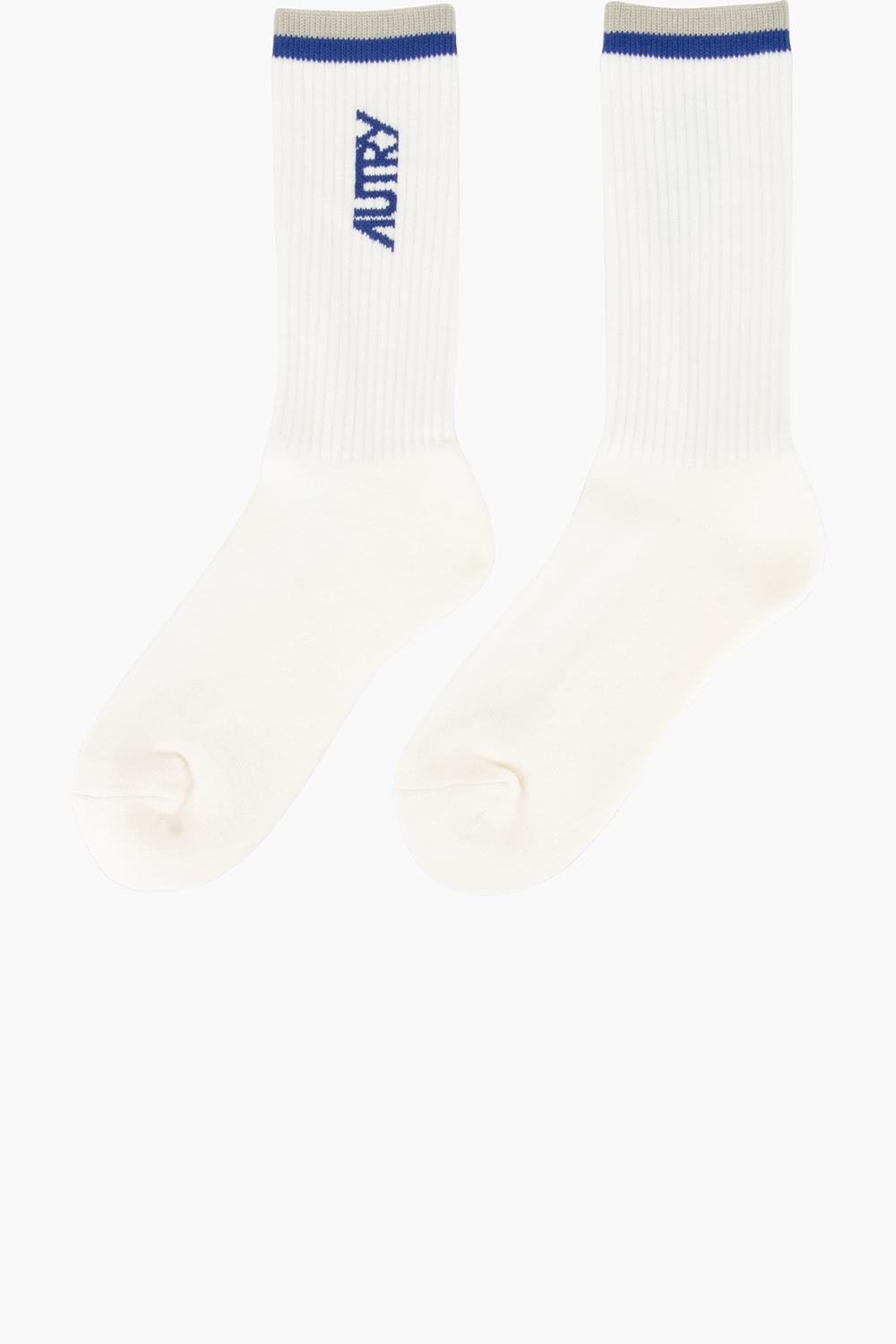 AUTRY Jacquard Stripes & Logo Cotton Blend Stretch Socks