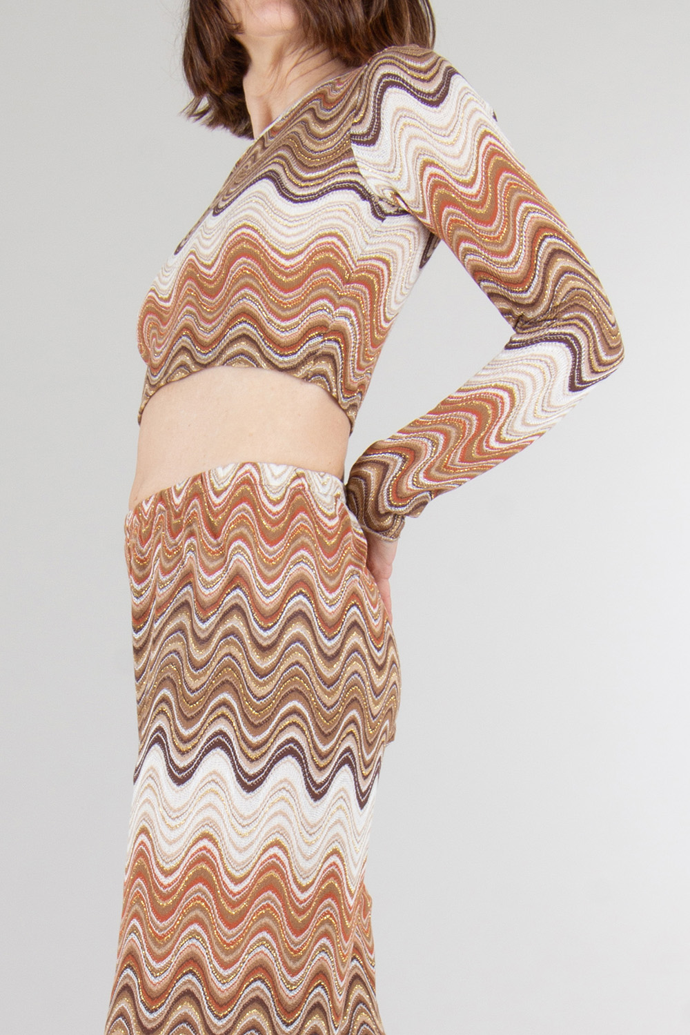 MC2 SAINT BARTH Cropped Woven Wave Long Sleeve top 