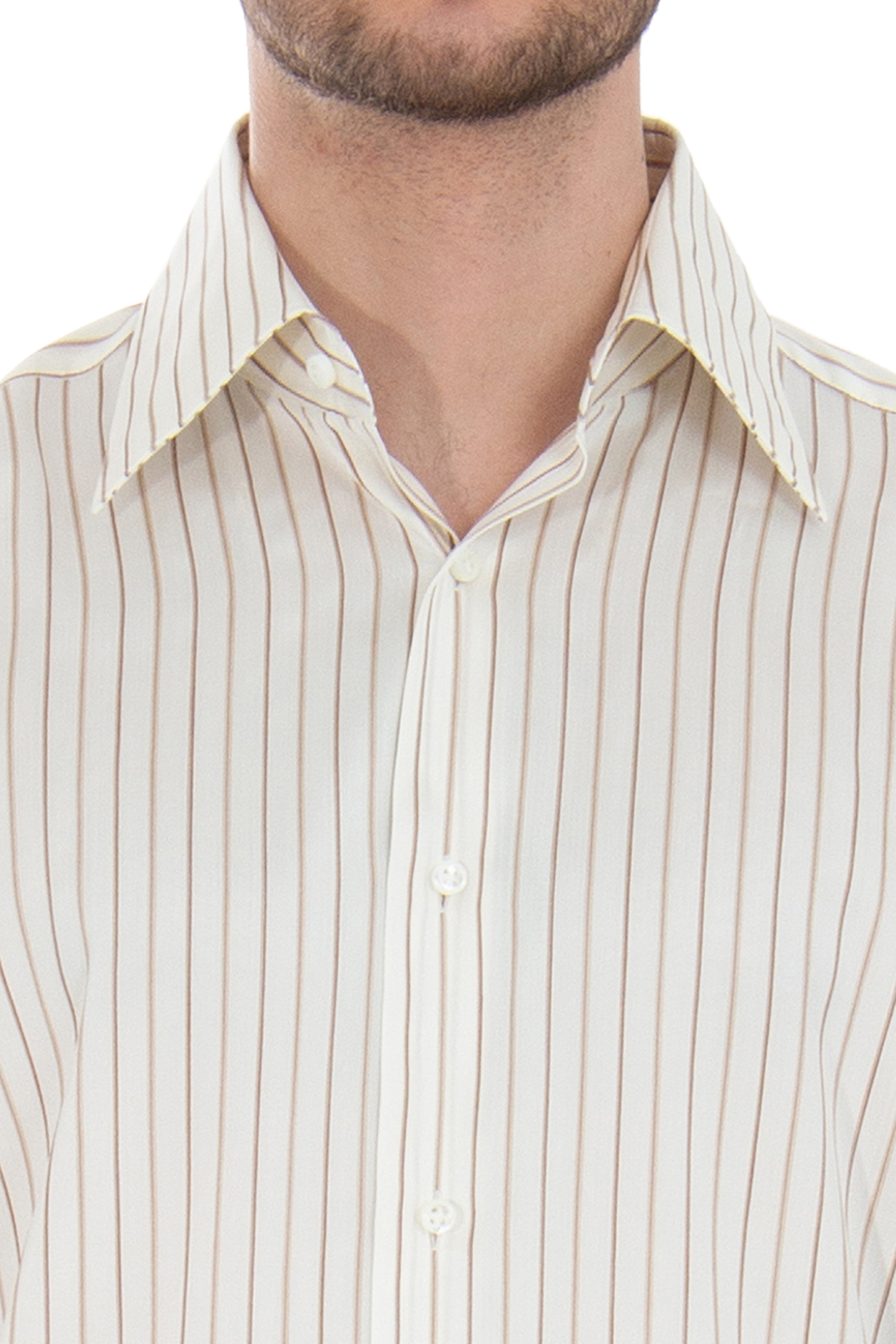BOSS Striped Silk-Cotton Blend Shirt L-Jon-Kent BOSS Striped Silk-Cotton Blend Shirt L-Jon-Kent