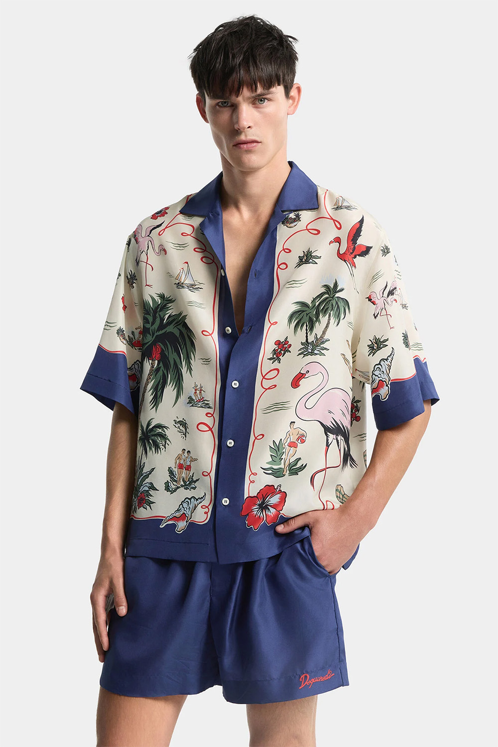 DSQUARED2 Relaxed Fit  Aloha Souvenir Silk Shirt
