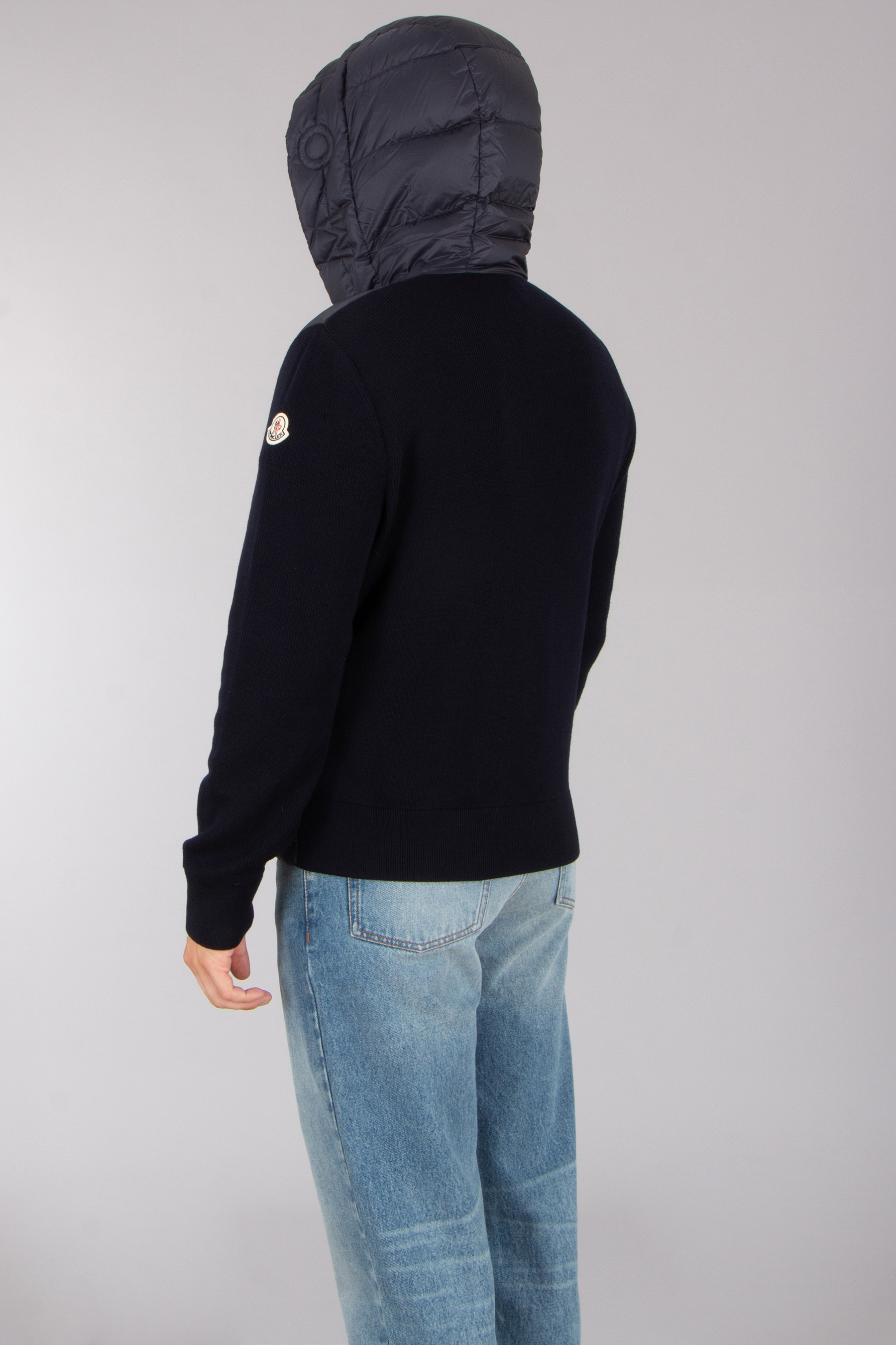 MONCLER Regular Fit Down Padded Virgin Wool Zip Cardigan Kapuze, Mantel, Kapuzenpulli, Pullover, Sweatshirt