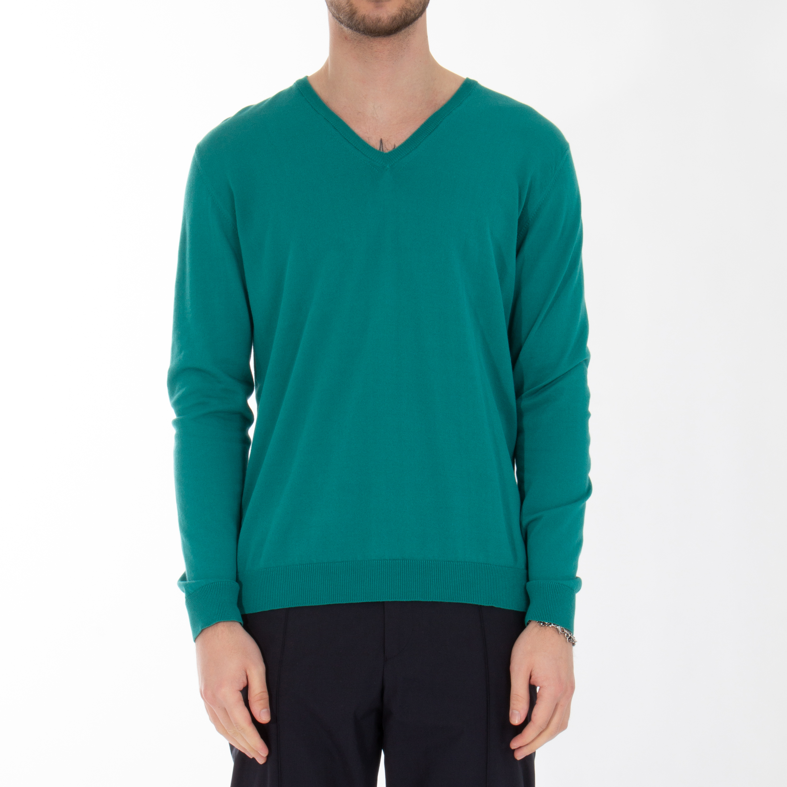 ROBERTO COLLINA V-Neck Fine Knit Cotton Sweater ROBERTO COLLINA V-Neck Fine Knit Cotton Sweater