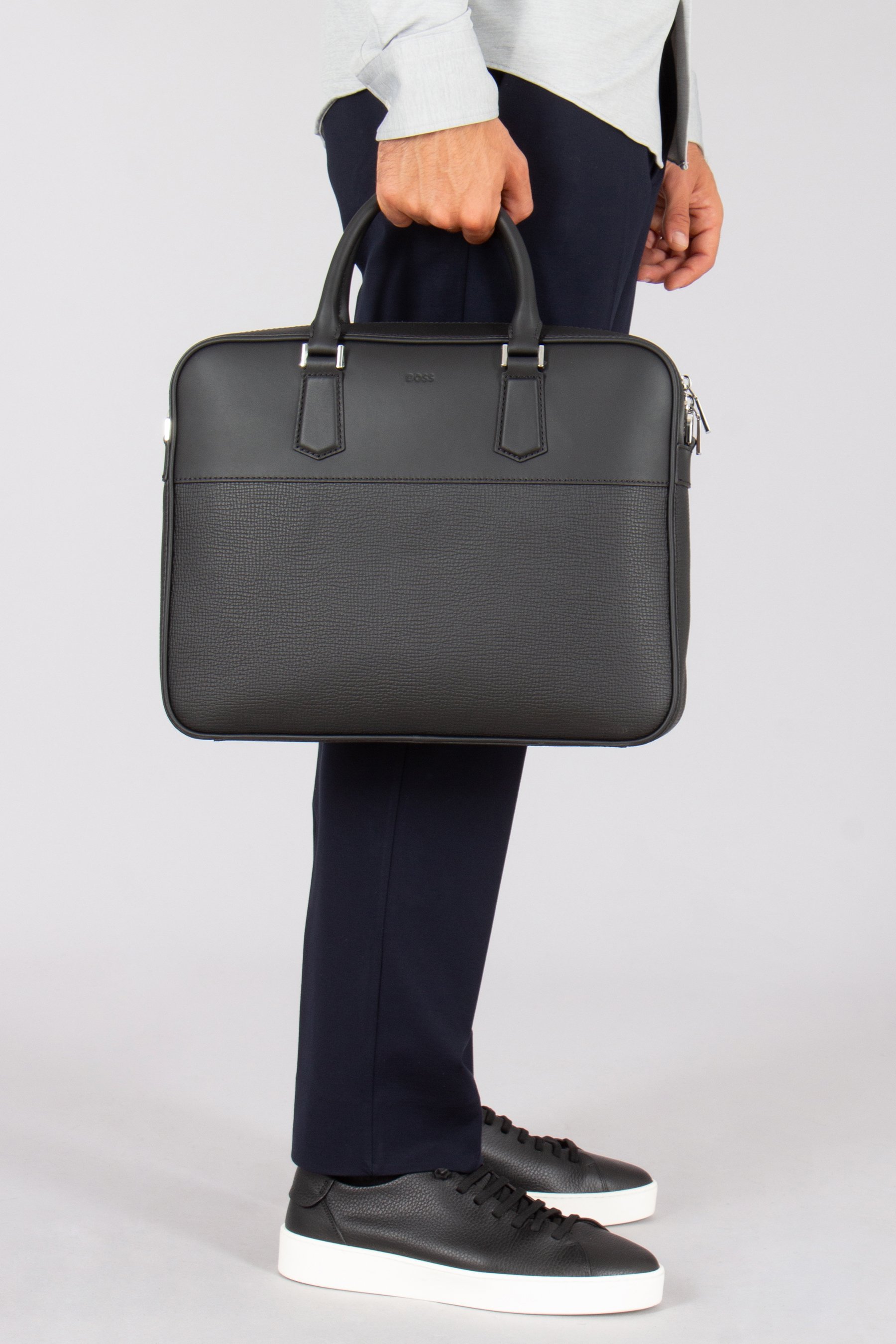 BOSS Smooth & Grained Leather Document Case New Crosstown Tasche, Aktentasche, Zubehör, Handtasche