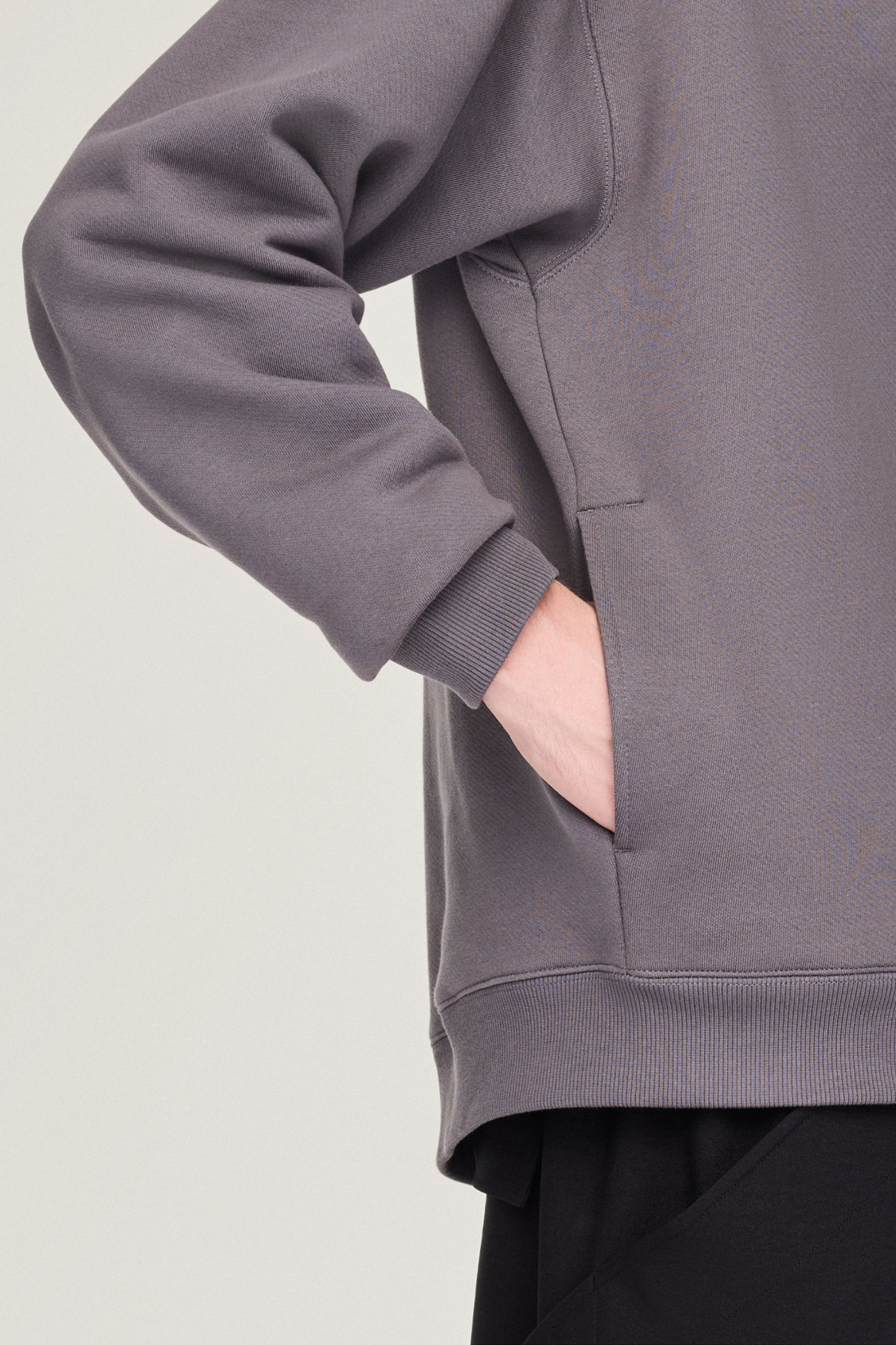 Y-3 Loose Fit Graphic Print Cotton French Terry Hoodie Langarm, Ärmel, Vlies, Pullover, Sweatshirt