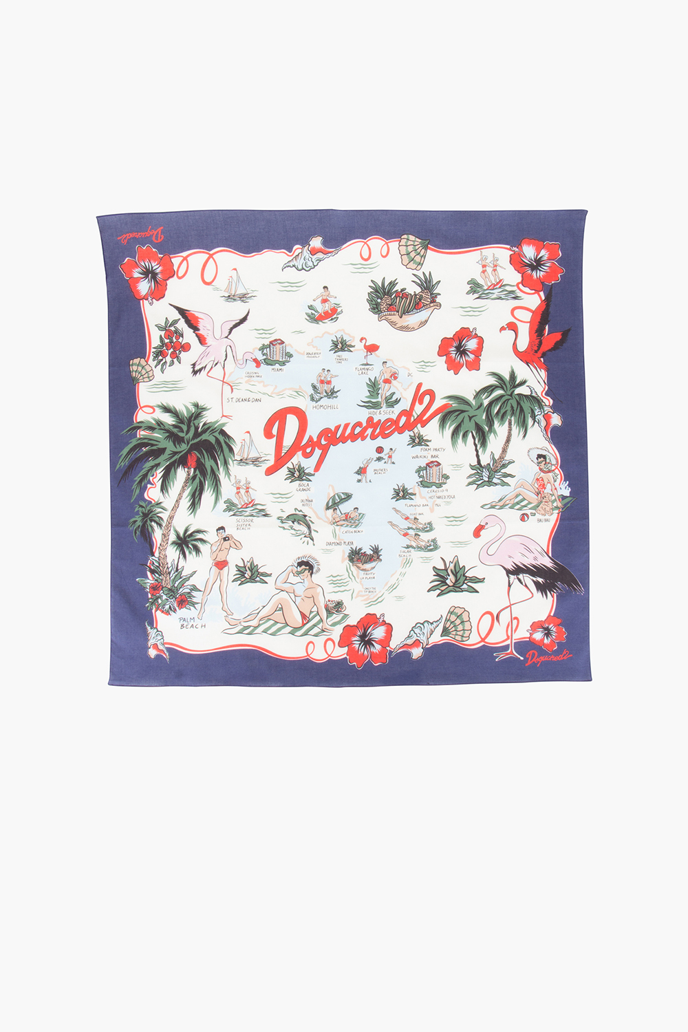 DSQUARED2 Allover Print Cotton Scarf