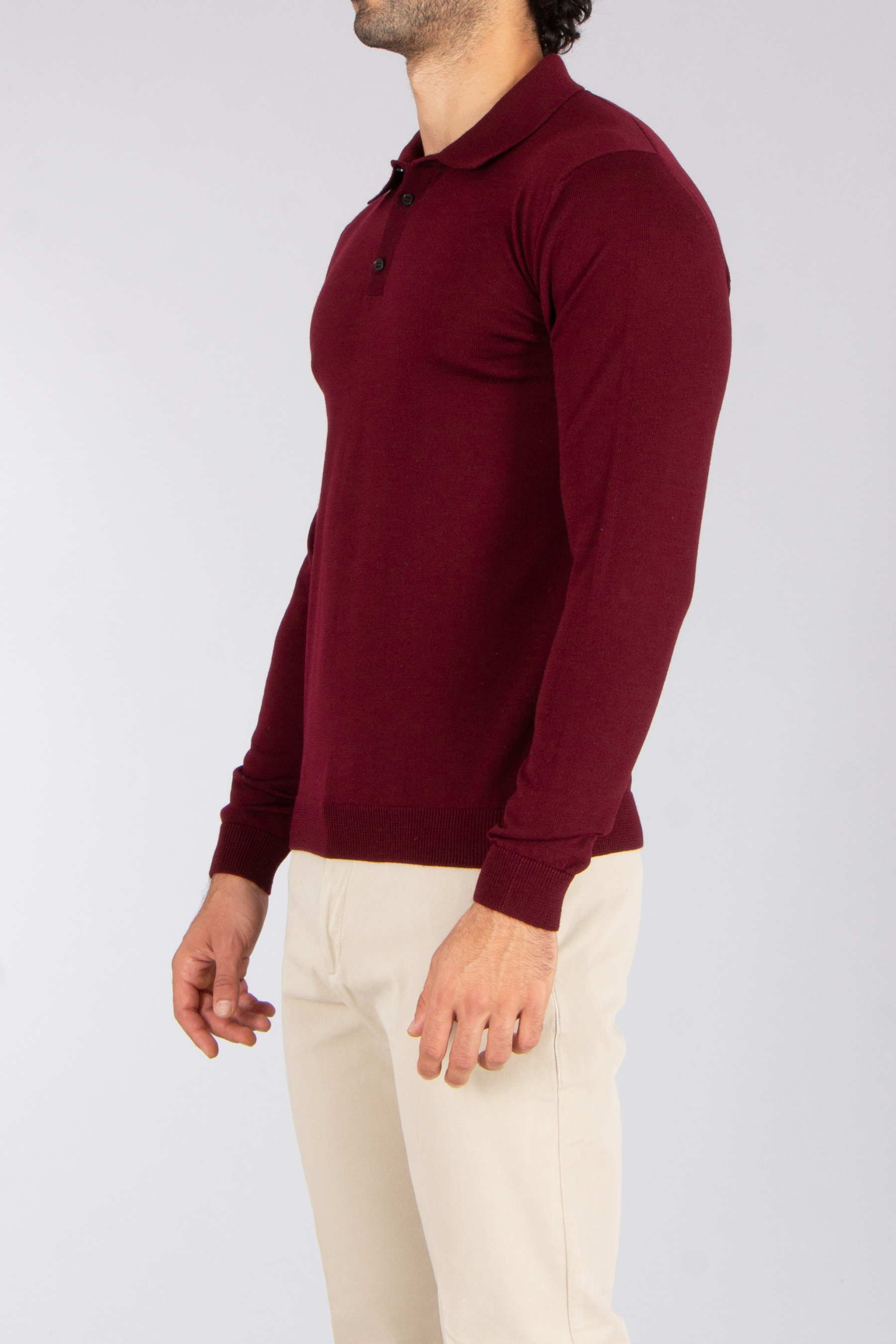ROBERTO COLLINA Regular Fit Extra-Fine Wool Knit Polo Langarm, Ärmel, Erwachsener, Mann, Person