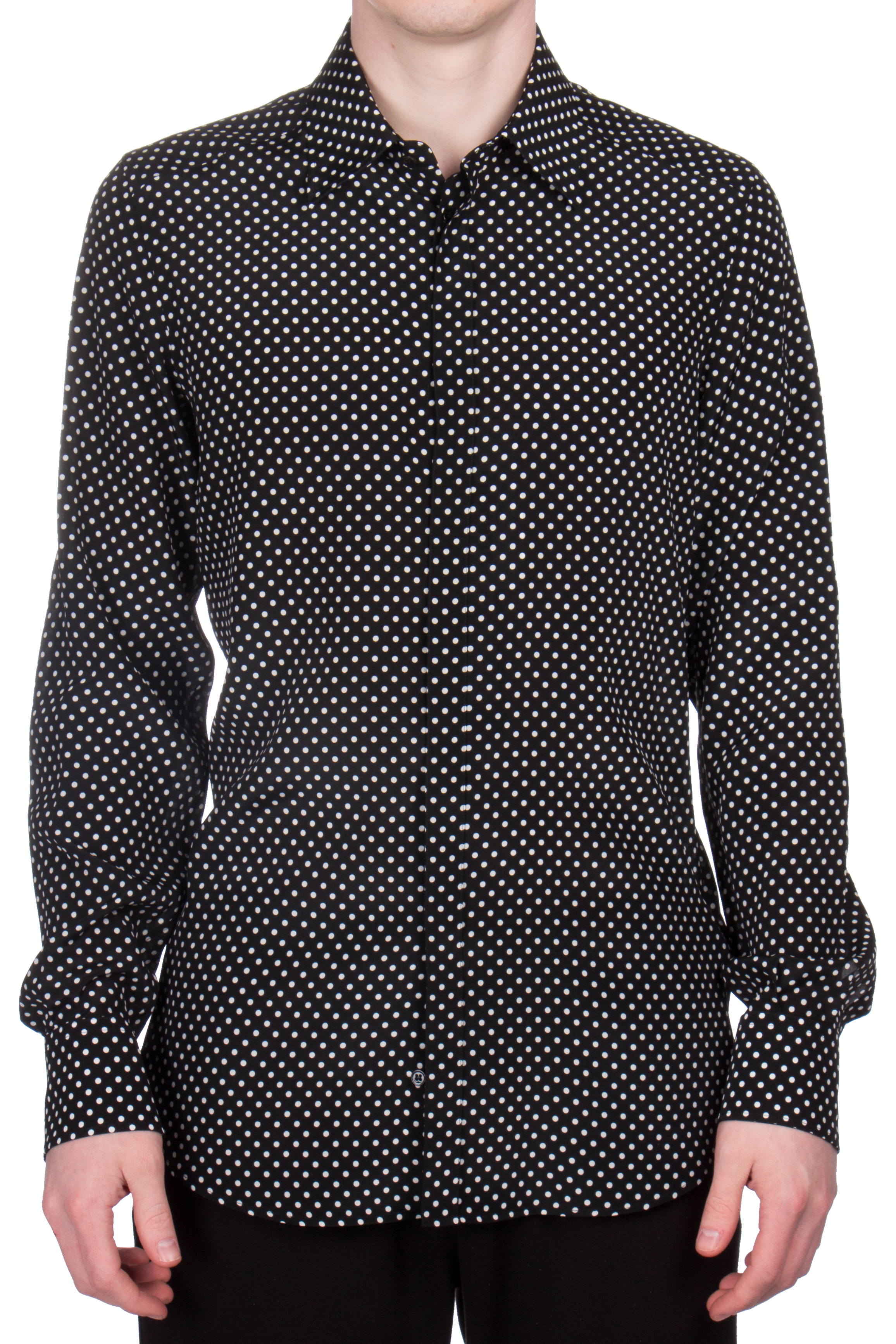 DOLCE & GABBANA Slim Fit Dotted Silk Shirt DOLCE & GABBANA Slim Fit Dotted Silk Shirt